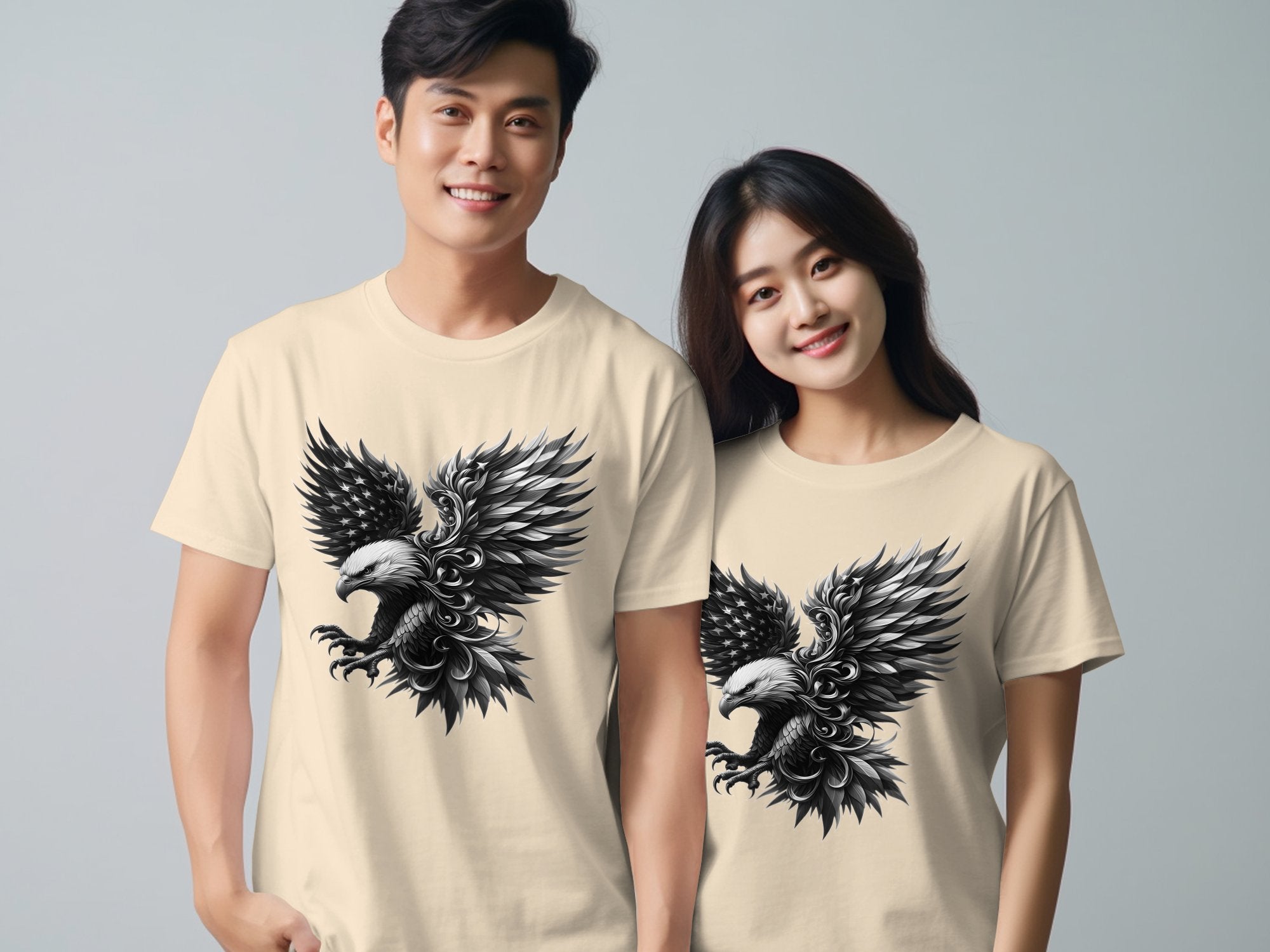 Eagle Patriot - Coloured Gildan T-Shirt Realistic Animal Talisman Unisex Tee Graphic Design