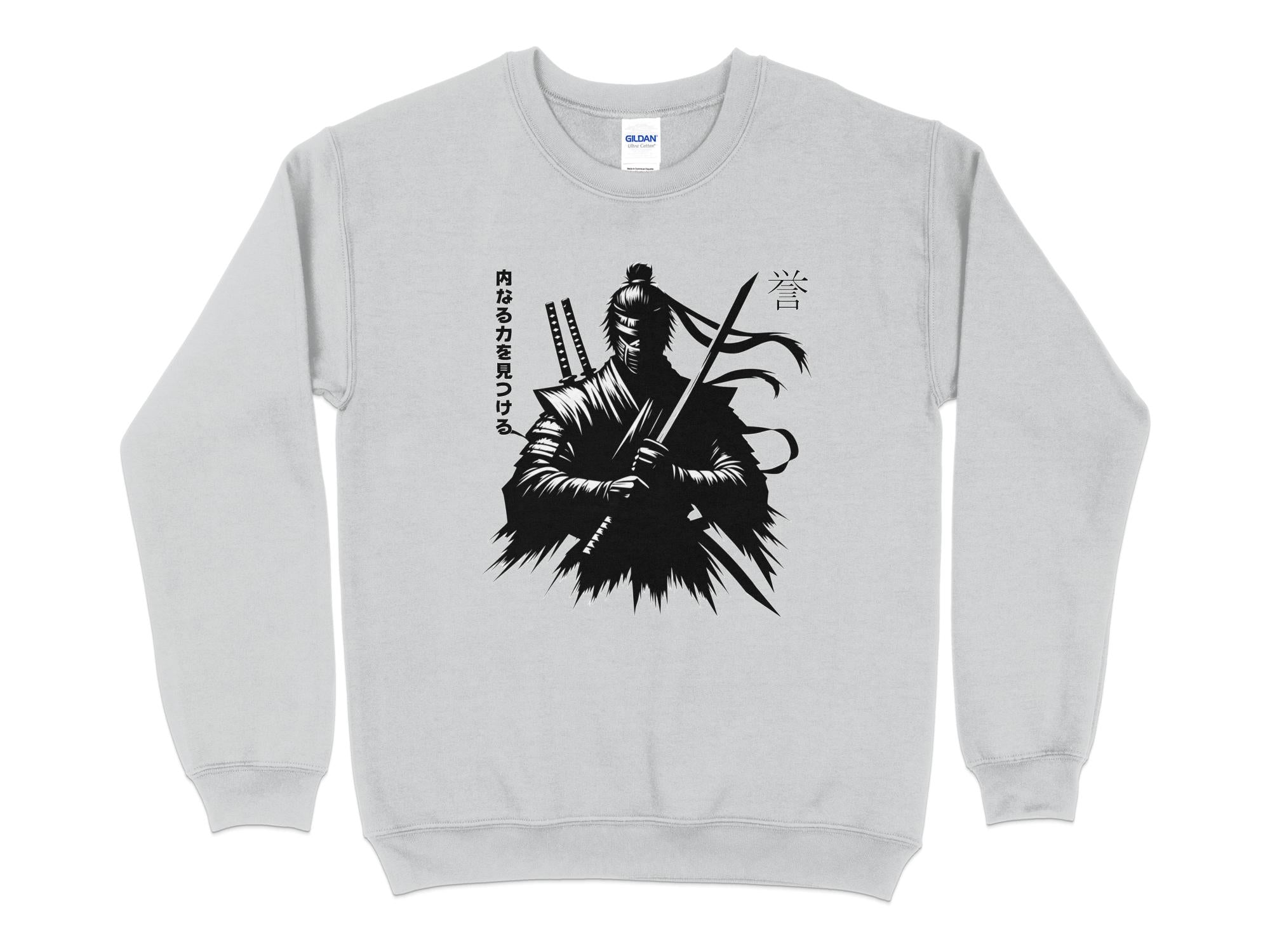 Samurai Ninja - Coloured Gildan Sweatshirt Japanese Talisman Unisex Cultural Symbolic Graphic Design