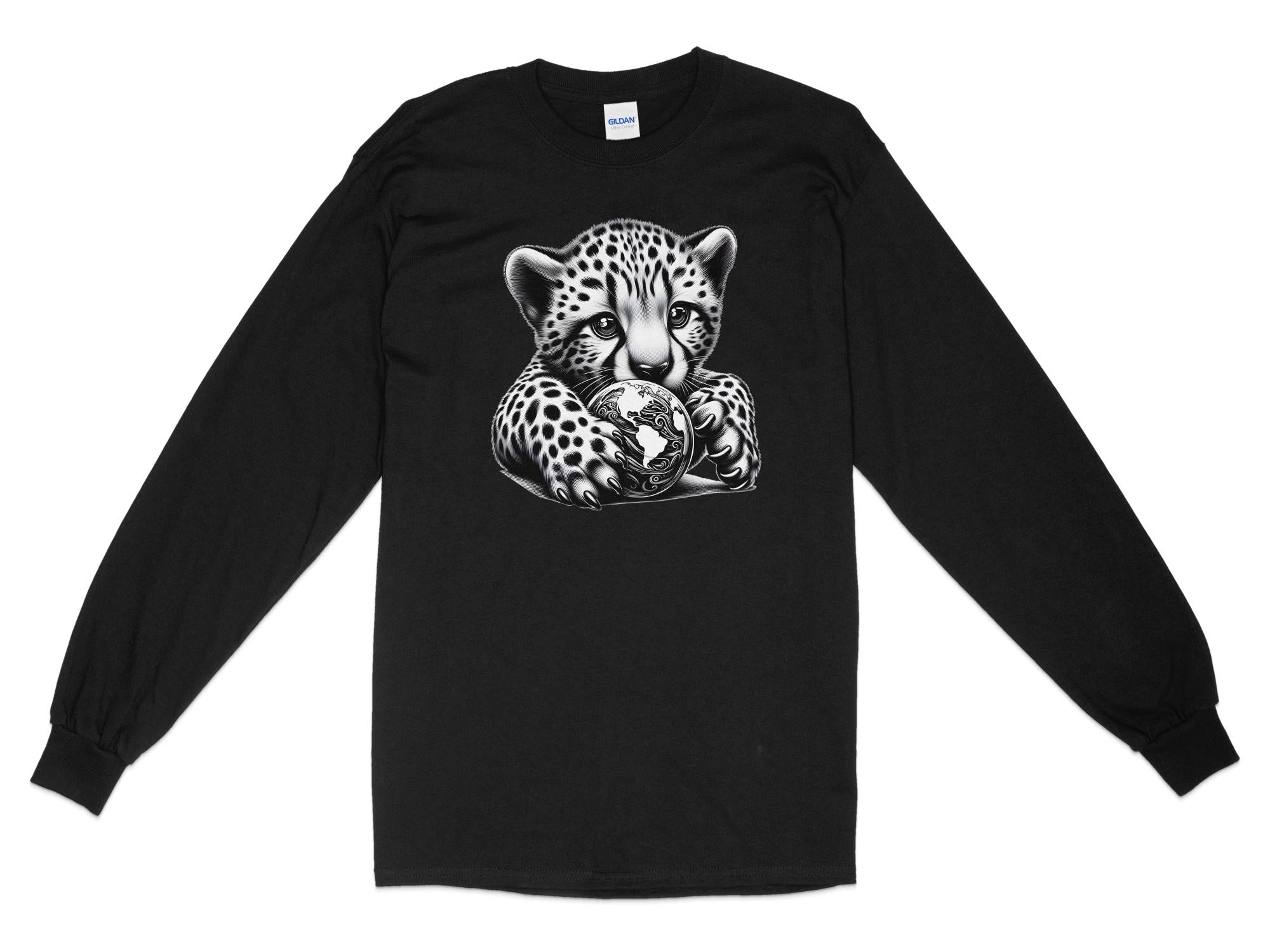 Cheetah World - Coloured Gildan Long Sleeve Realistic Animal Talisman Unisex Cute Tee Graphic Design