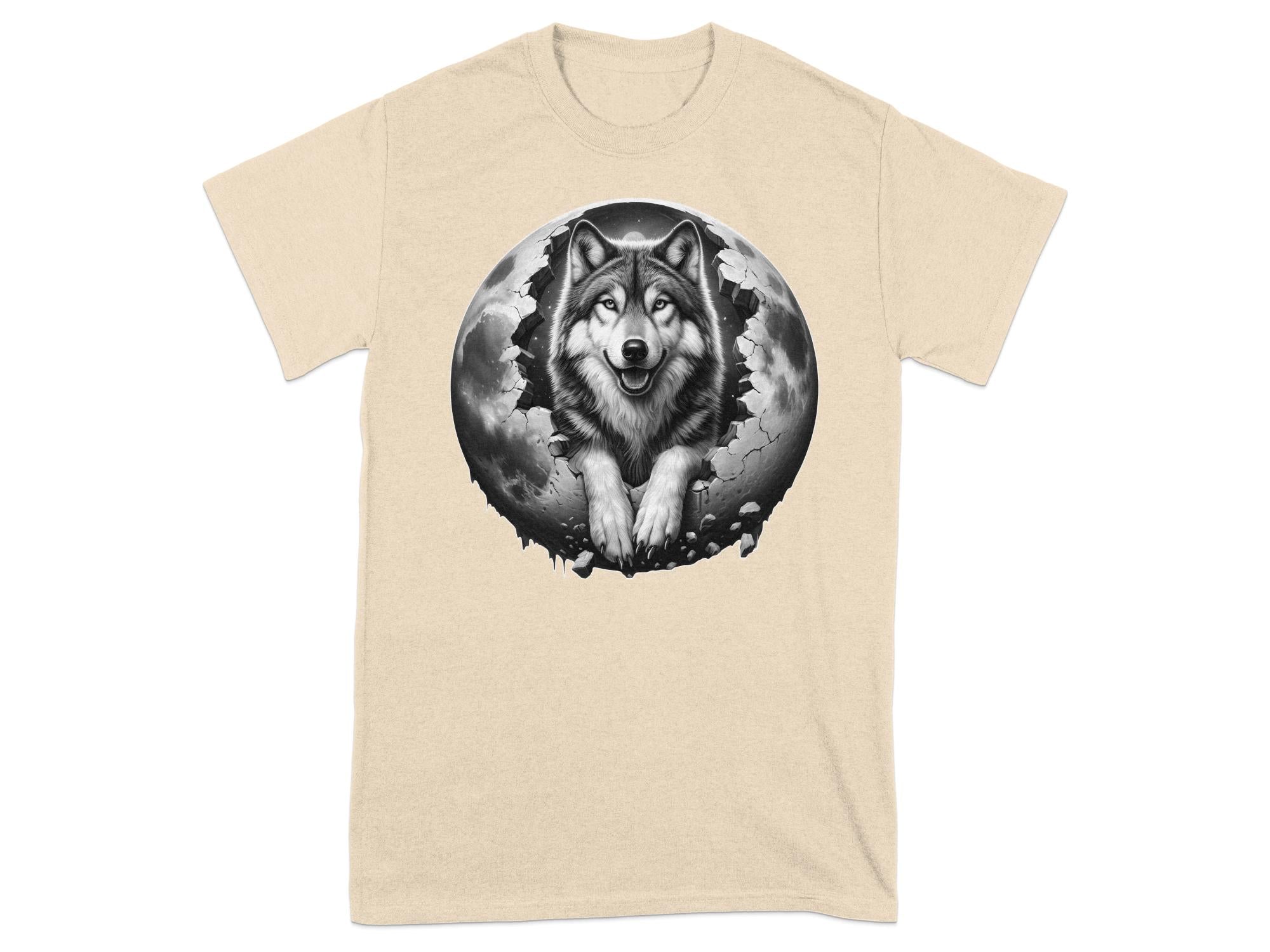 Moon Wolf - Coloured Gildan T-Shirt Realistic Animal Talisman Unisex Mythology Tee Graphic Design