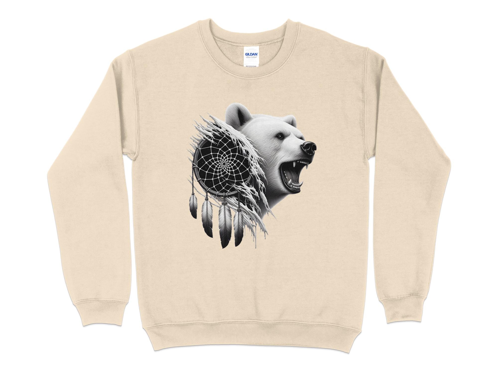 Dreamcatcher Bear - Coloured Gildan Sweatshirt Realistic Native American Talisman Unisex Mythology Tee Graphic Design