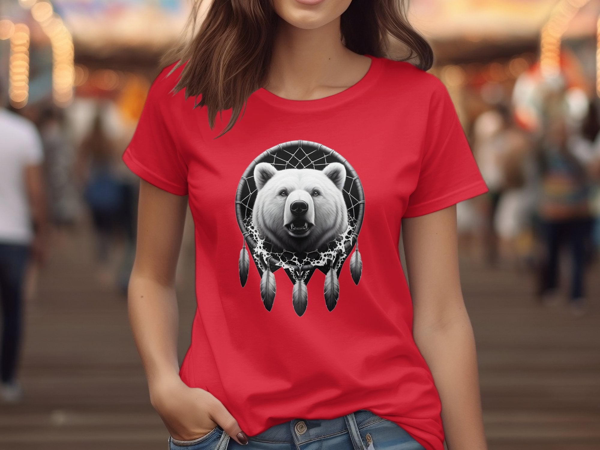 Dreamcatcher Bear - Coloured Gildan T-Shirt Realistic Native American Talisman Unisex Mythology Tee Graphic Design