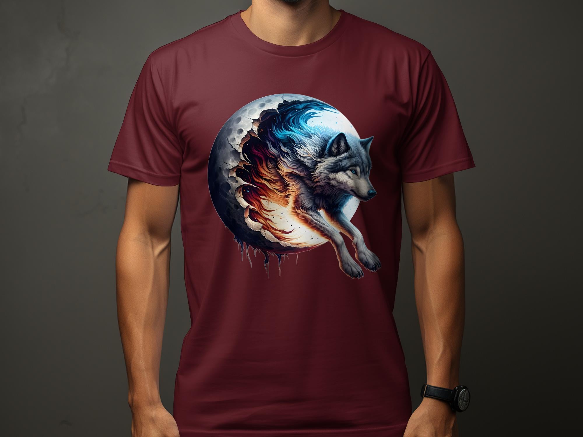 Moon Wolf - T-Shirt Realistic Full Colour Animal Talisman Unisex Mythology Tee Gildan Graphic Design