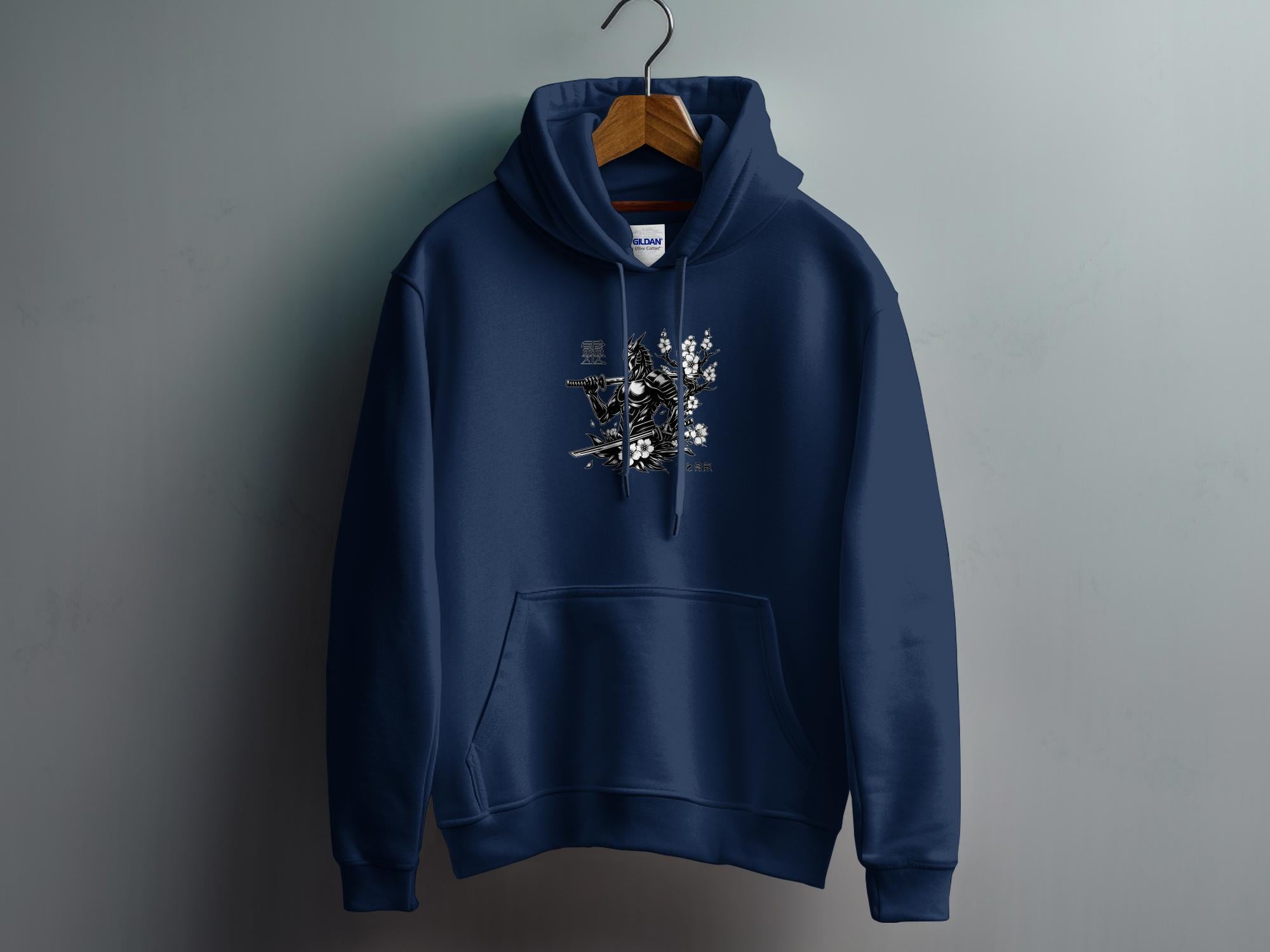 Samurai Ninja - Coloured Gildan Hoodie Japanese Talisman Unisex Cultural Symbolic Graphic Design