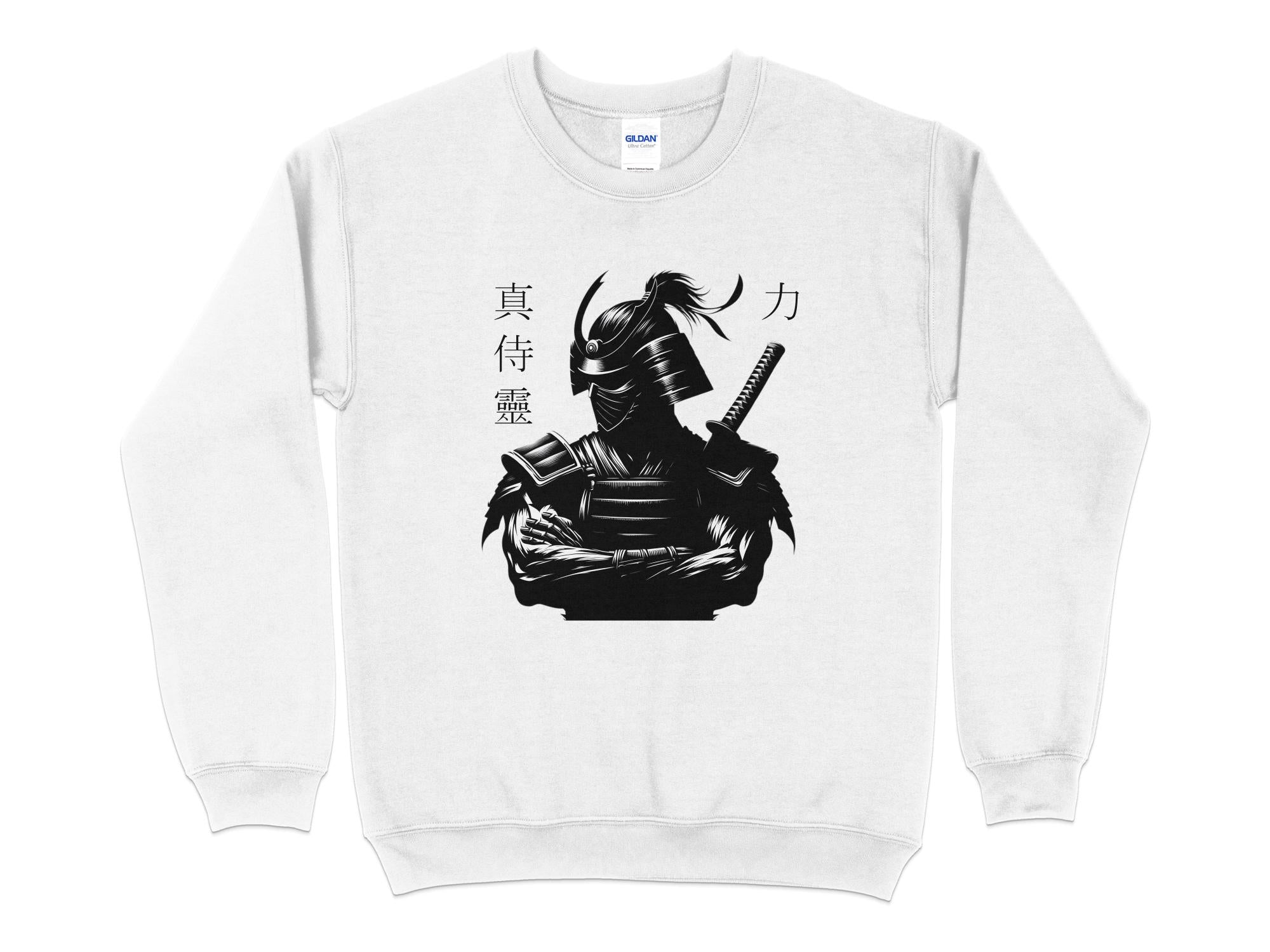 Samurai Ninja - Coloured Gildan Sweatshirt Japanese Talisman Unisex Cultural Symbolic Graphic Design