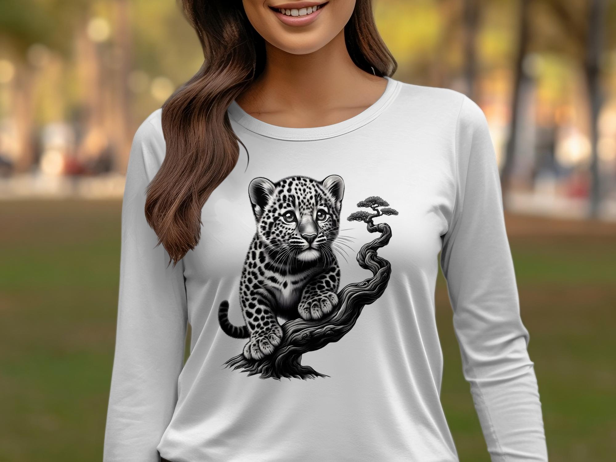 Leopard Bonsai - Coloured Gildan Long Sleeve Realistic Animal Talisman Unisex Cute Tee Graphic Design