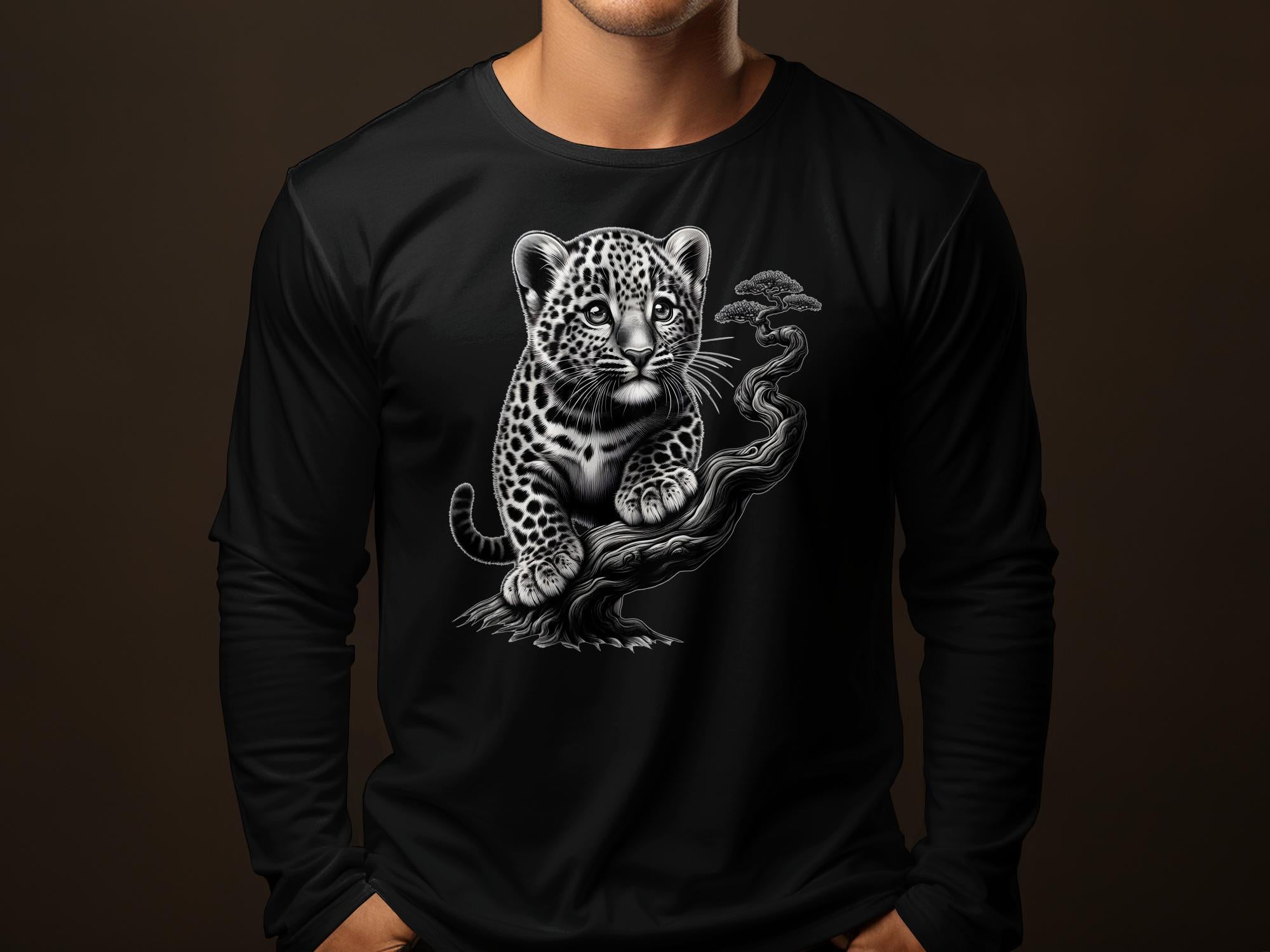 Leopard Bonsai - Coloured Gildan Long Sleeve Realistic Animal Talisman Unisex Cute Tee Graphic Design