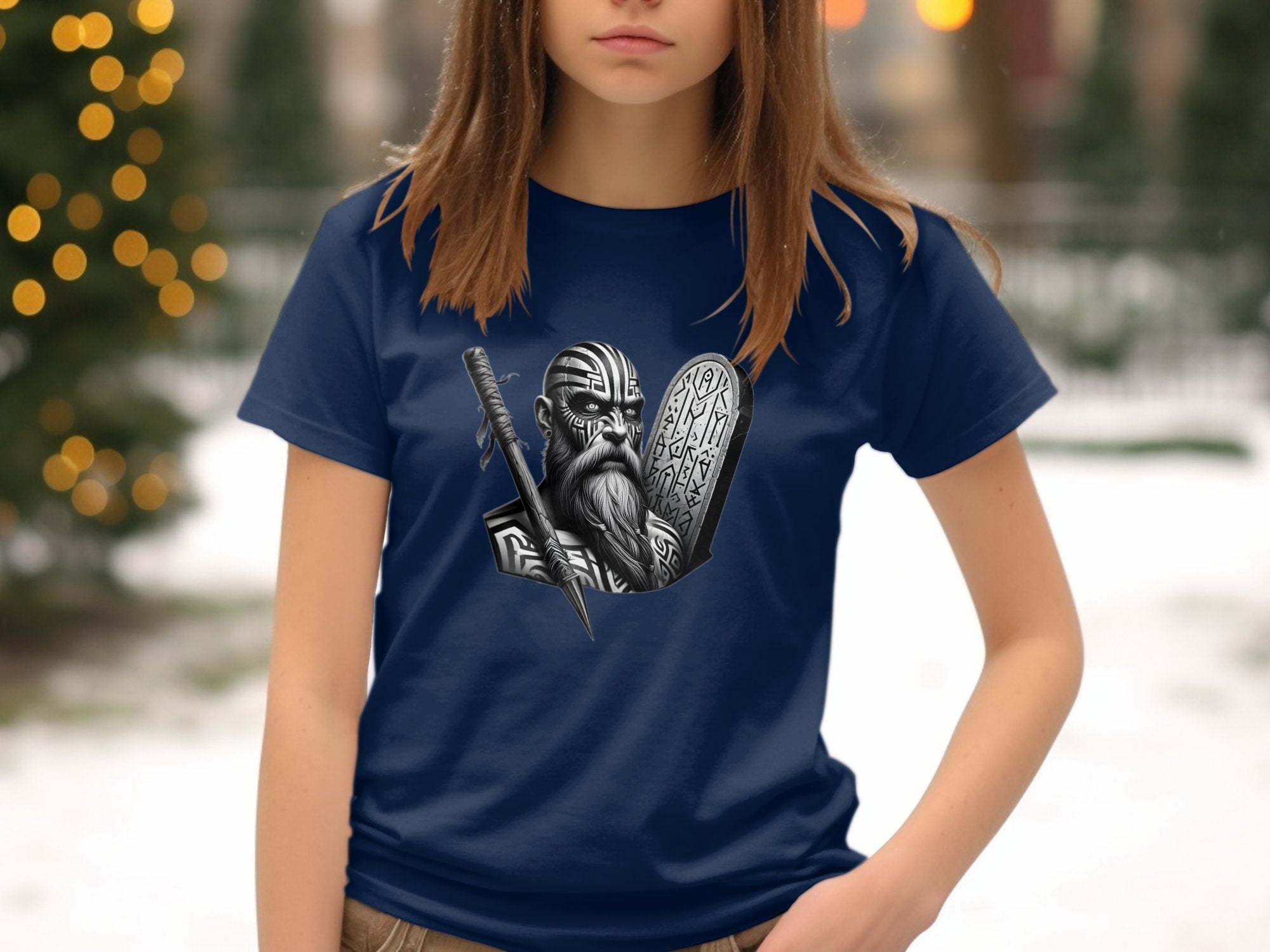 Viking Determination - Coloured Gildan Kids T-Shirt Realistic Norse Talisman Unisex Valhalla Tee Graphic Design