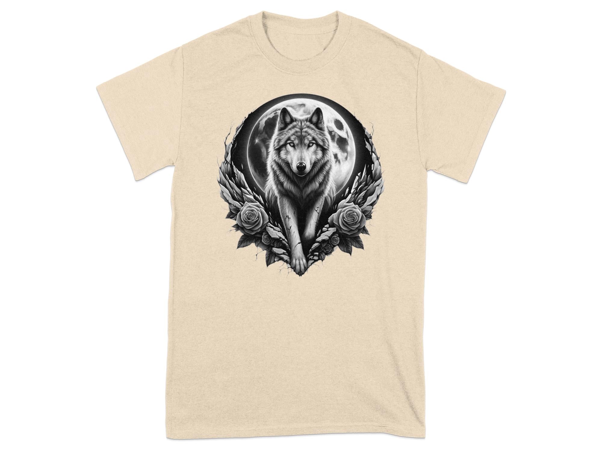 Moon Wolf - Coloured Gildan T-Shirt Realistic Animal Talisman Unisex Mythology Tee Graphic Design