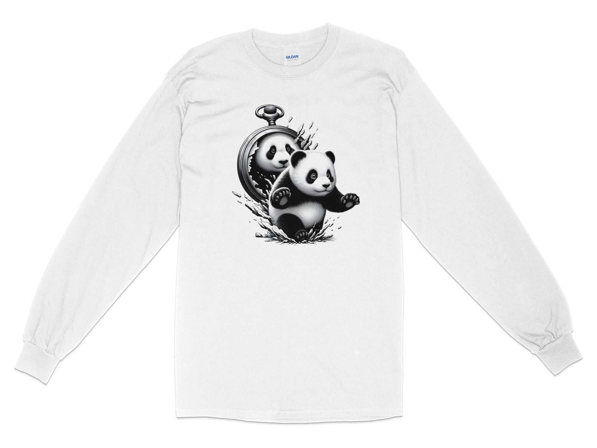 Panda - Coloured Gildan Long Sleeve Realistic Animal Talisman Unisex Cute Tee Graphic Design