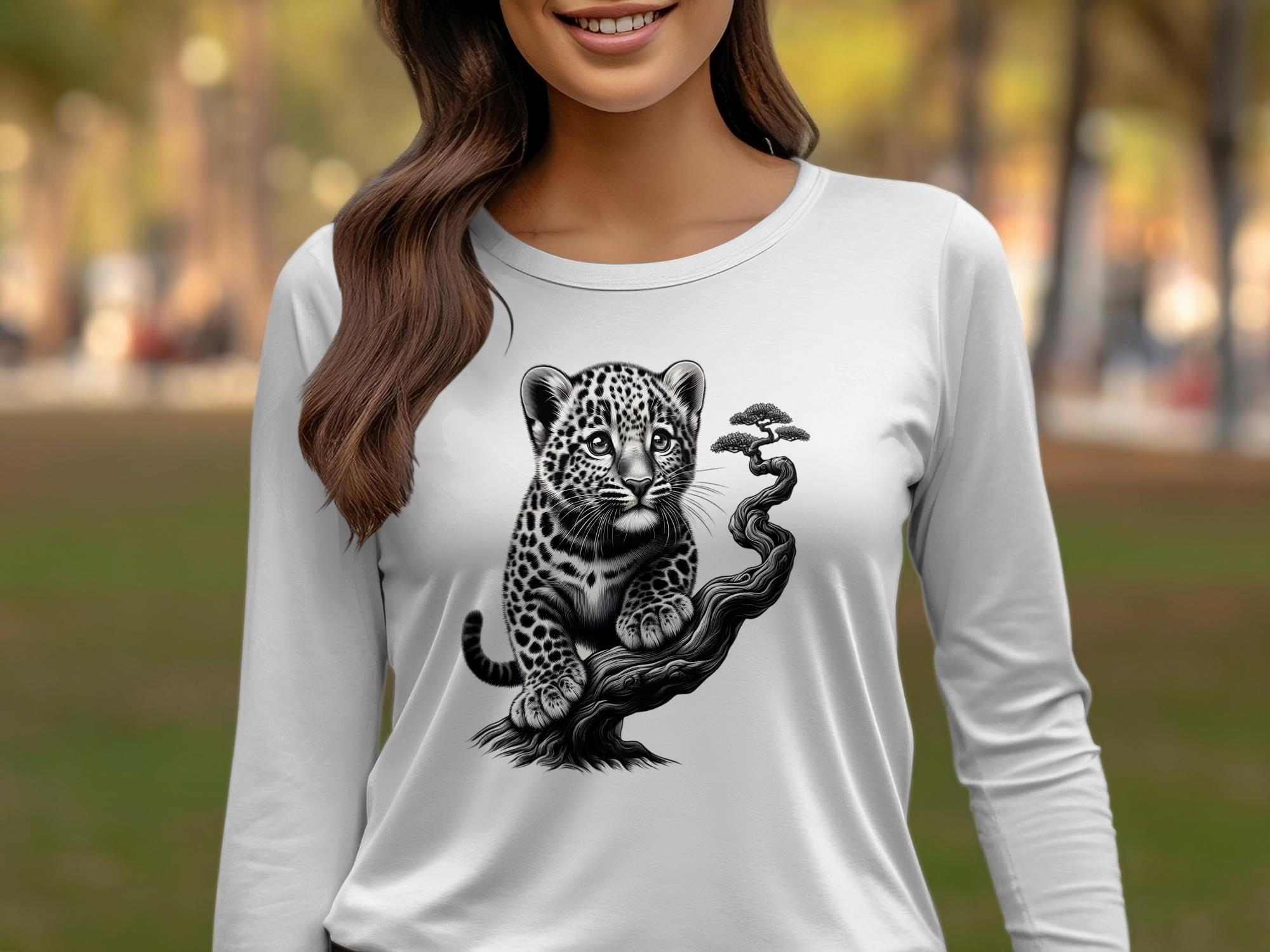 Leopard Bonsai - Coloured Gildan Long Sleeve Realistic Animal Talisman Unisex Cute Tee Graphic Design