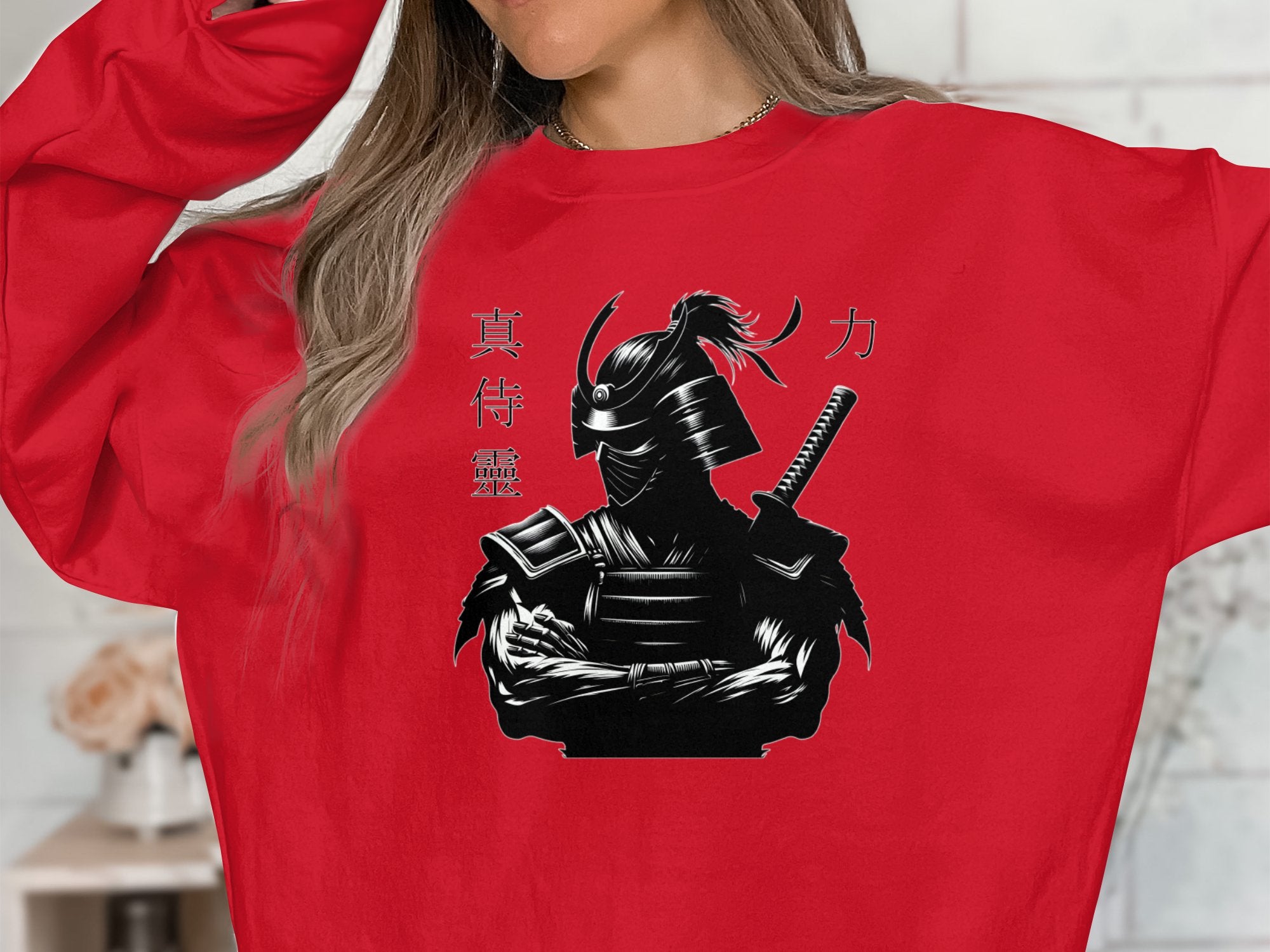 Samurai Ninja - Coloured Gildan Sweatshirt Japanese Talisman Unisex Cultural Symbolic Graphic Design