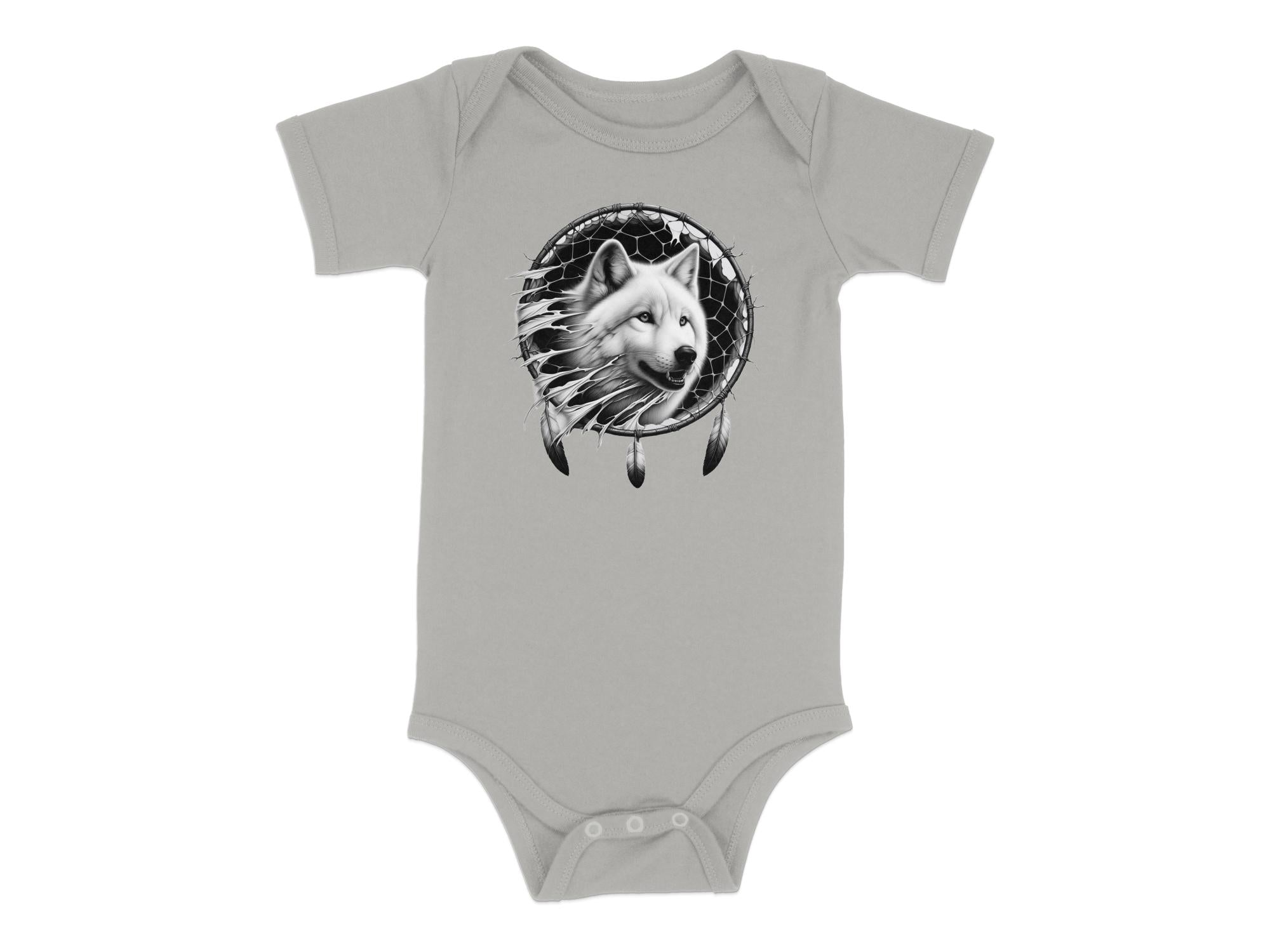 Dreamcatcher Wolf - Coloured Toddler Bodysuit Realistic Native American Talisman Unisex Mythology Tee Graphic Design