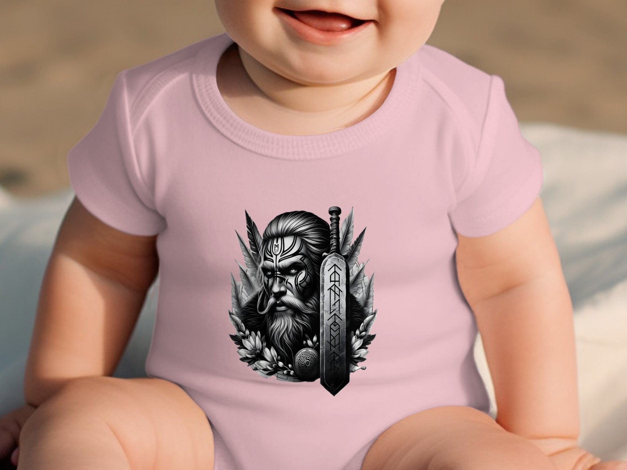 Viking Valiant - Coloured Toddler Bodysuit Realistic Norse Talisman Unisex Valhalla Tee Graphic Design