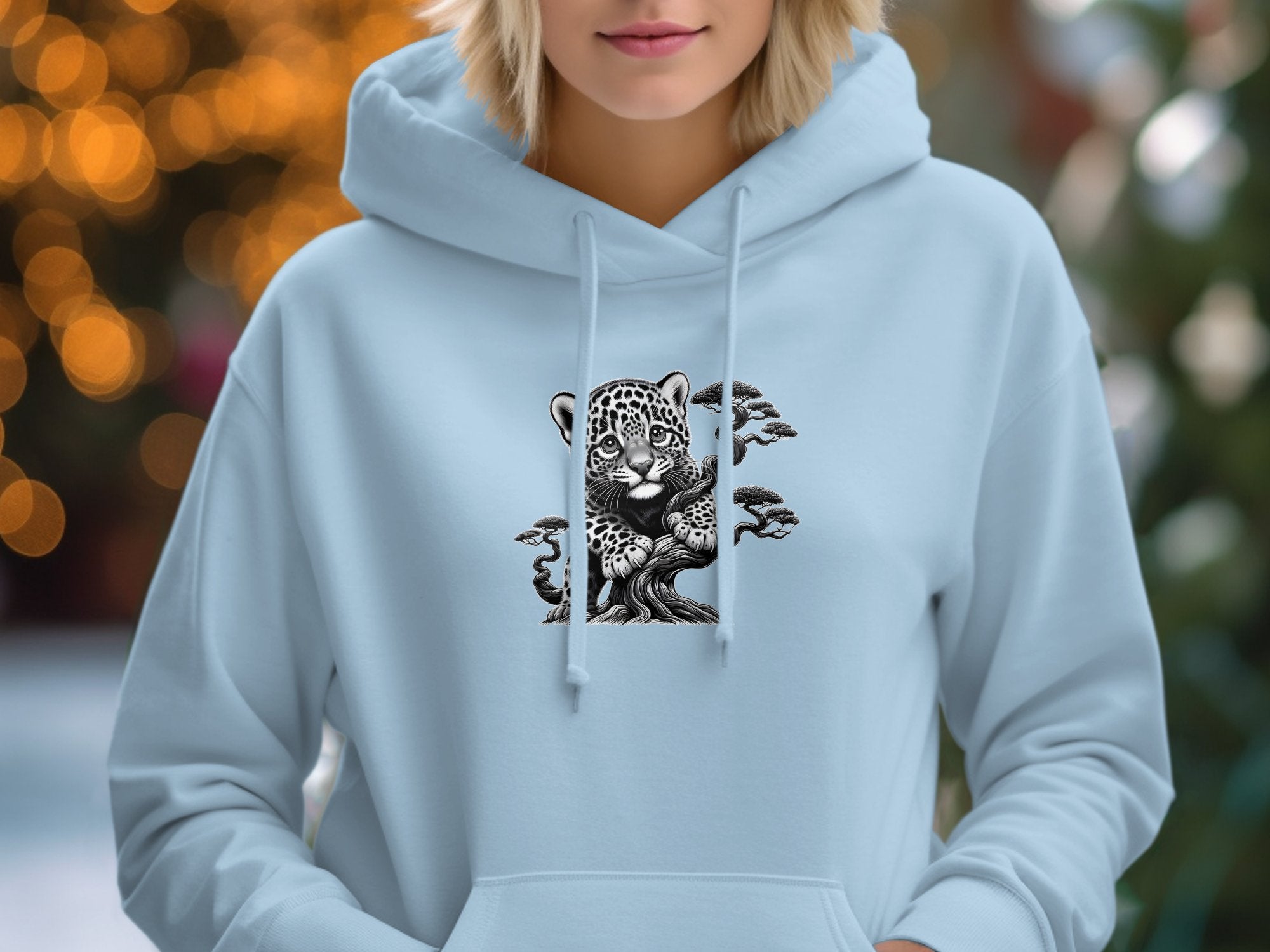 Leopard Bonsai - Coloured Gildan Hoodie Realistic Animal Talisman Unisex Cute Tee Graphic Design