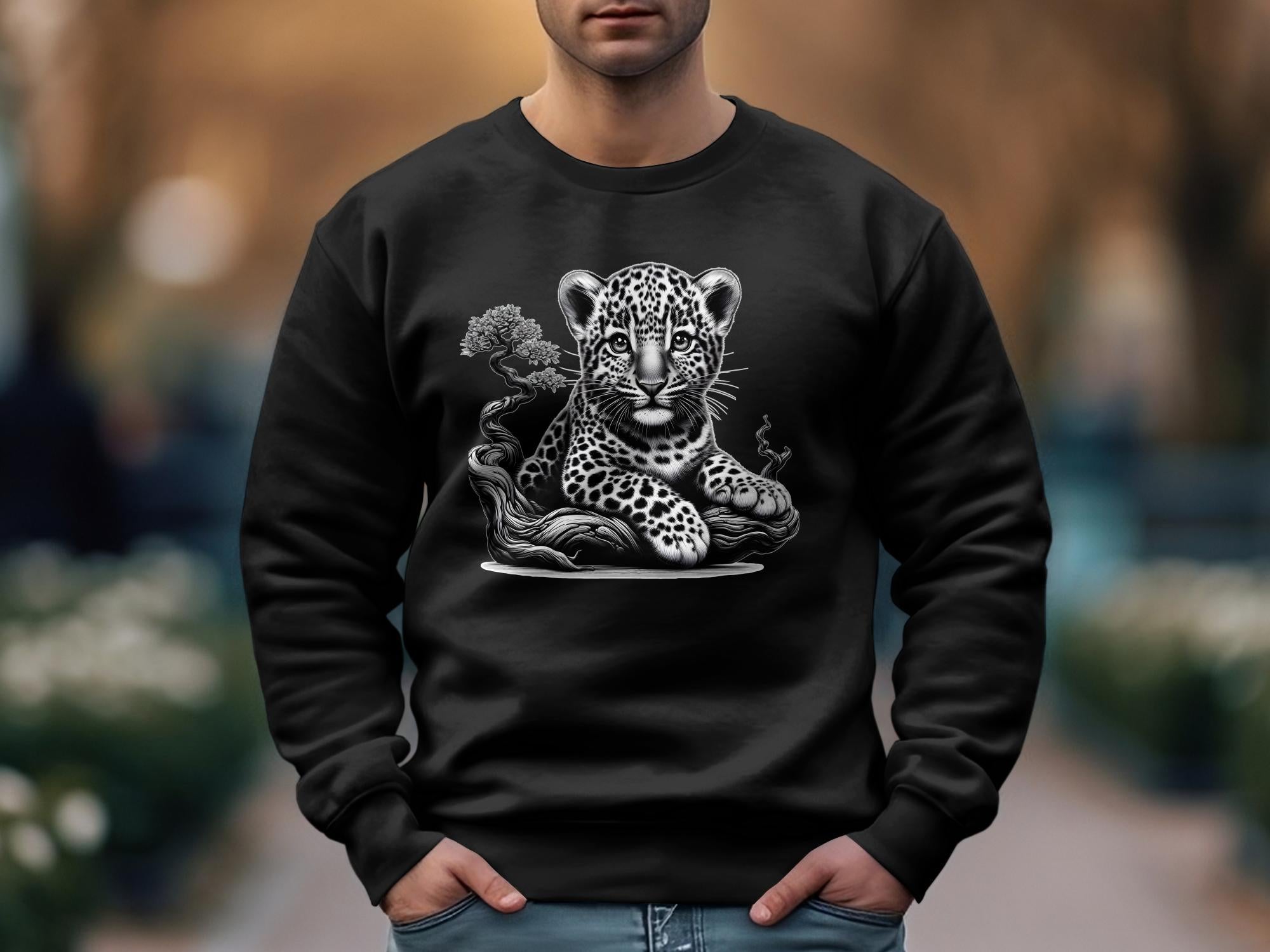 Leopard Bonsai - Coloured Gildan Sweatshirt Realistic Animal Talisman Unisex Cute Tee Graphic Design