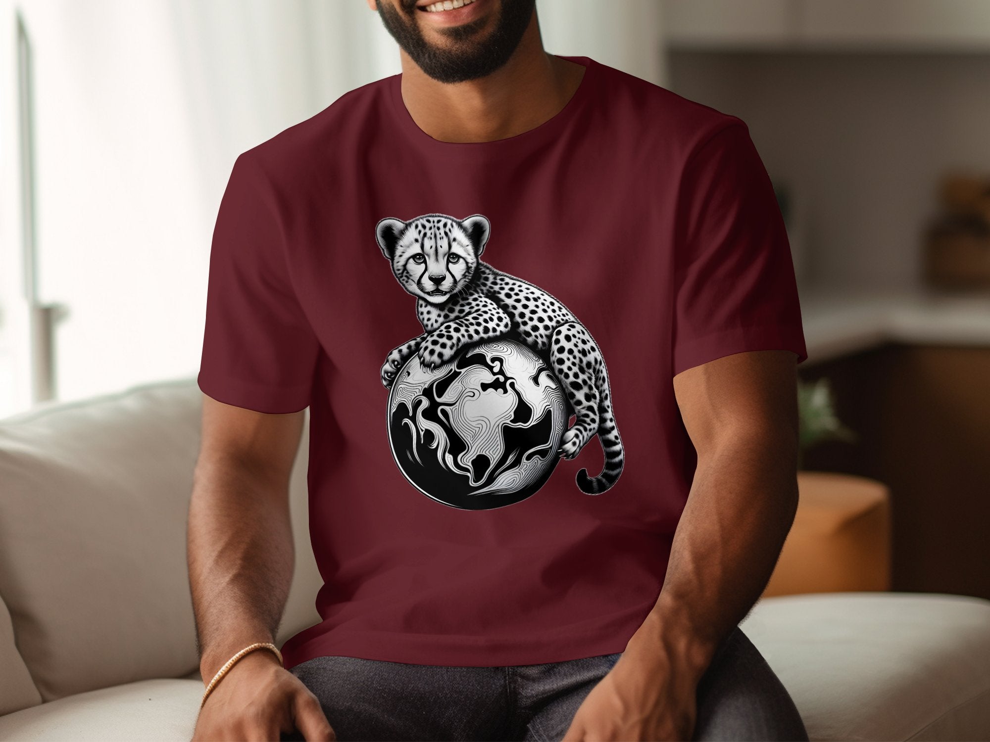 Cheetah World - Coloured Gildan T-Shirt Realistic Animal Talisman Unisex Cute Tee Graphic Design