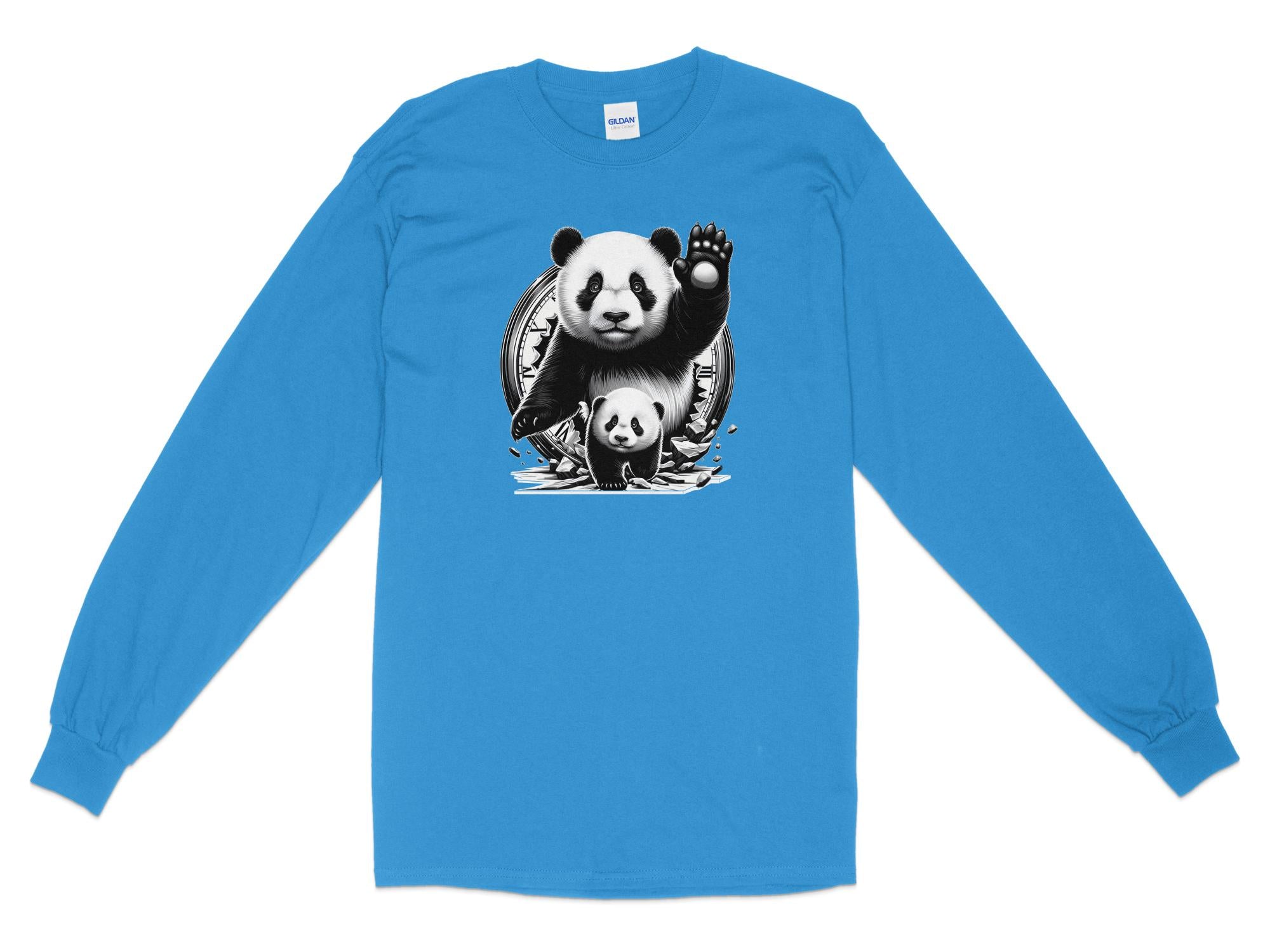 Panda - Coloured Gildan Long Sleeve Realistic Animal Talisman Unisex Cute Tee Graphic Design