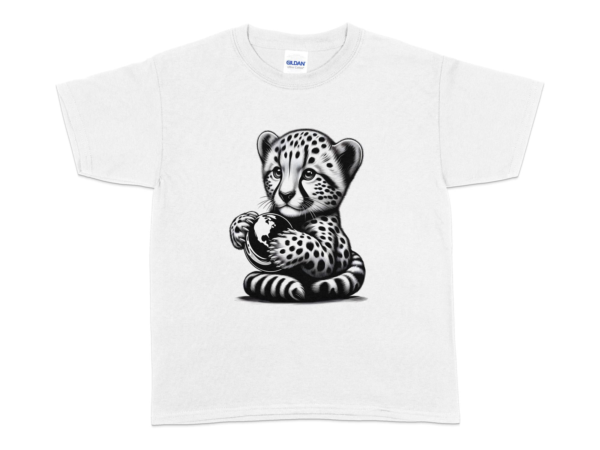 Cheetah World - Coloured Gildan Kids T-Shirt Realistic Animal Talisman Unisex Cute Tee Graphic Design