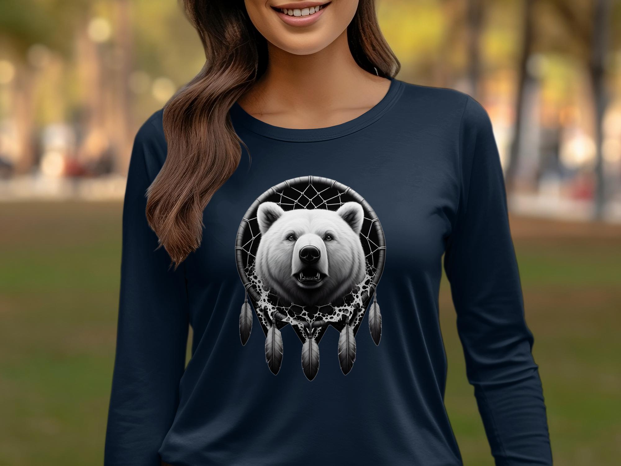 Dreamcatcher Bear - Coloured Gildan Long Sleeve Realistic Native American Talisman Unisex Mythology Tee Graphic Design