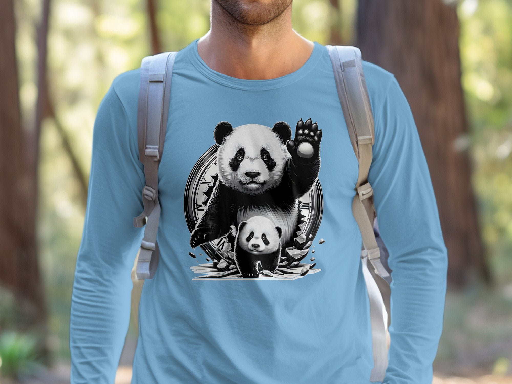 Panda - Coloured Gildan Long Sleeve Realistic Animal Talisman Unisex Cute Tee Graphic Design