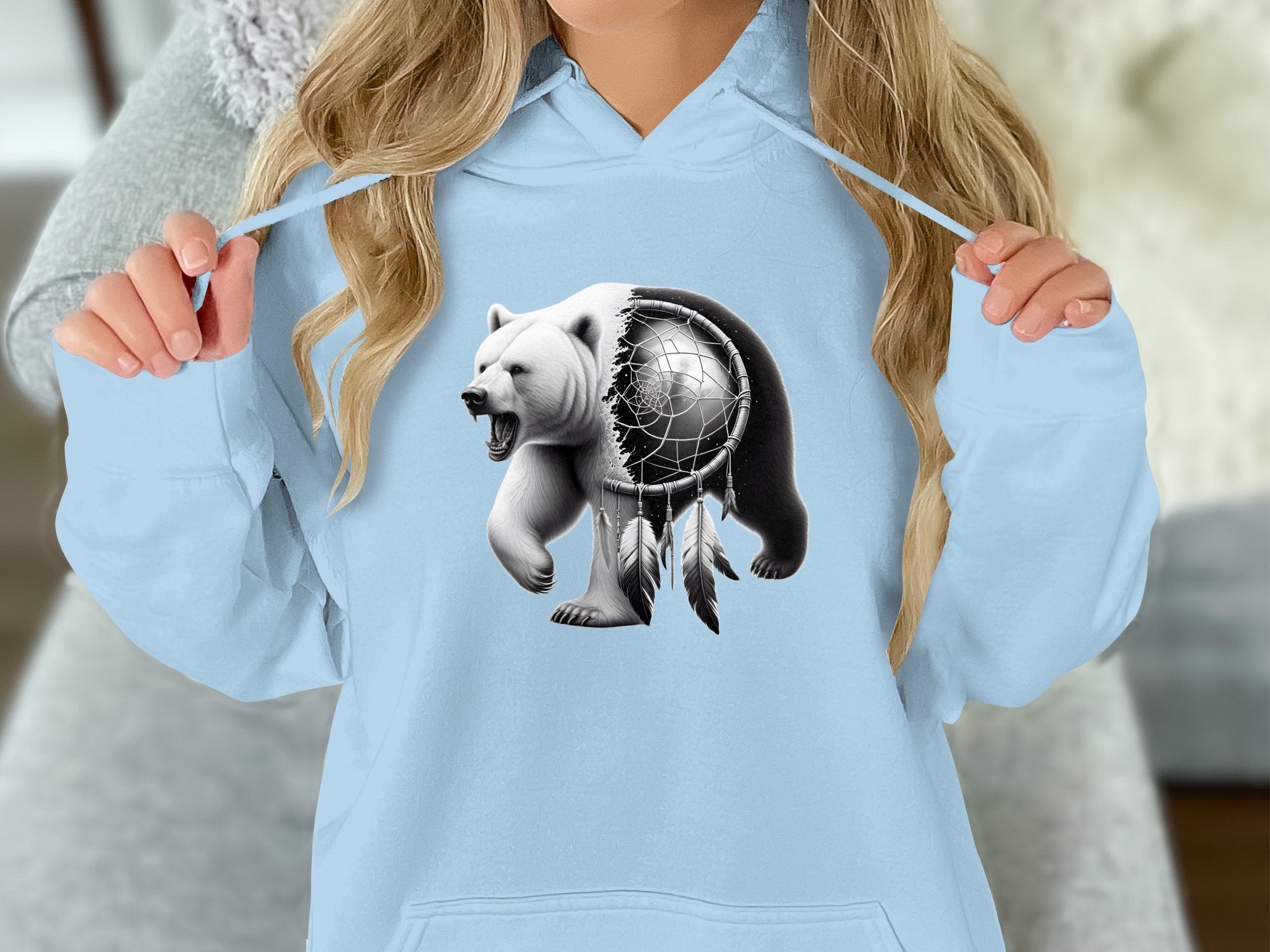 Dreamcatcher Bear - Coloured Gildan Hoodie Realistic Native American Talisman Unisex Mythology Tee Graphic Design