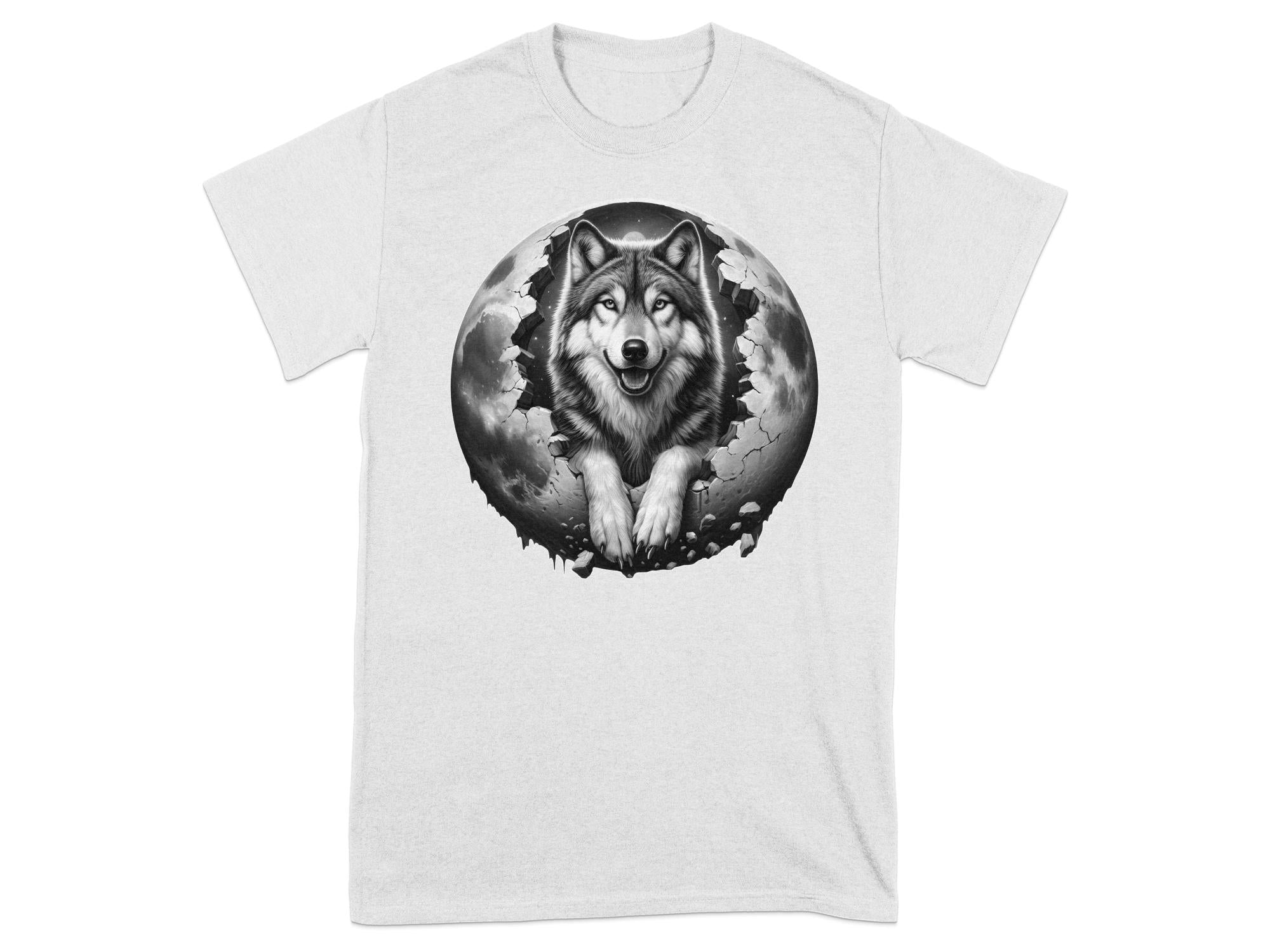 Moon Wolf - Coloured Gildan T-Shirt Realistic Animal Talisman Unisex Mythology Tee Graphic Design