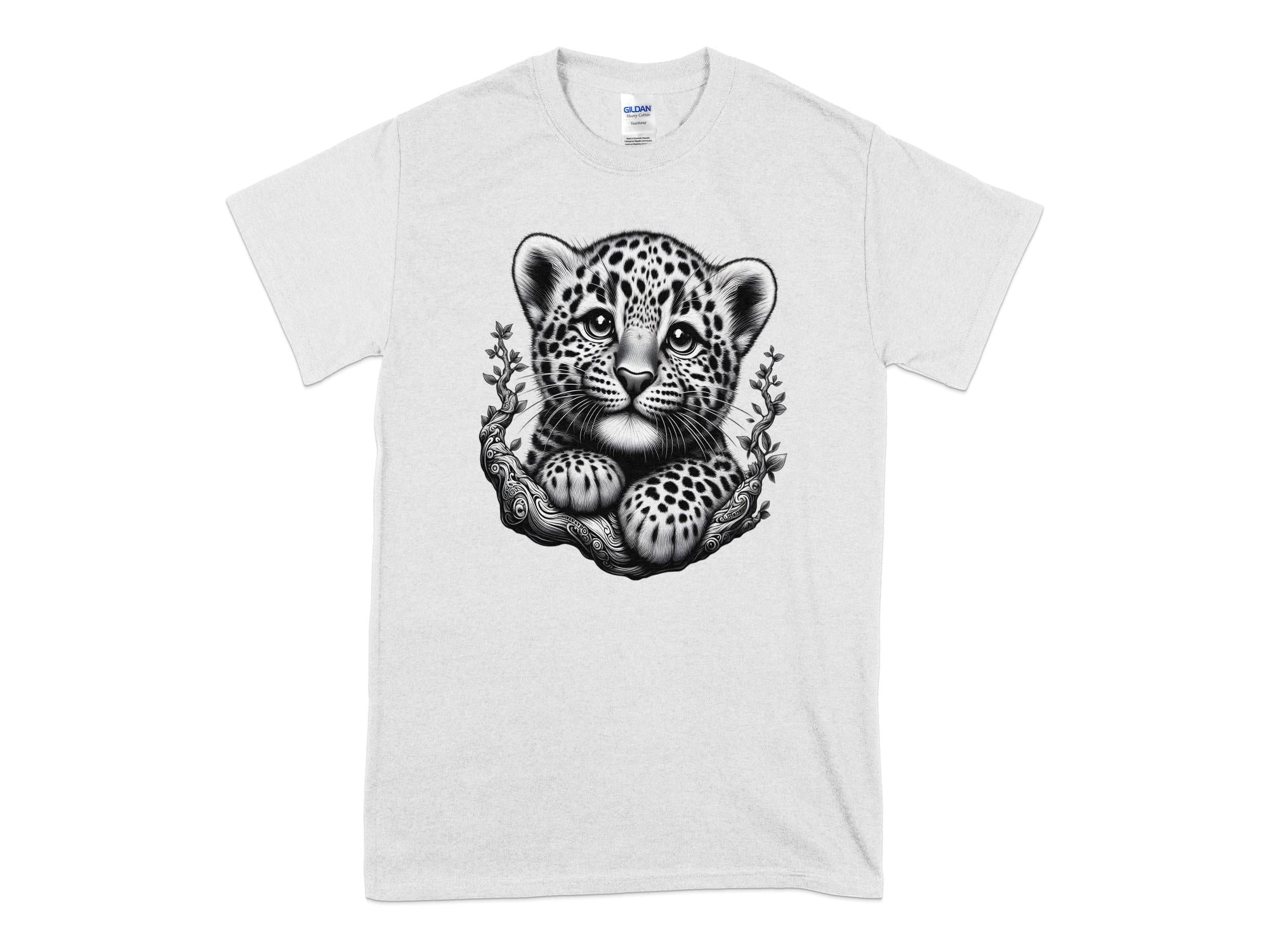 Leopard Bonsai - Coloured Gildan T-Shirt Realistic Animal Talisman Unisex Cute Tee Graphic Design