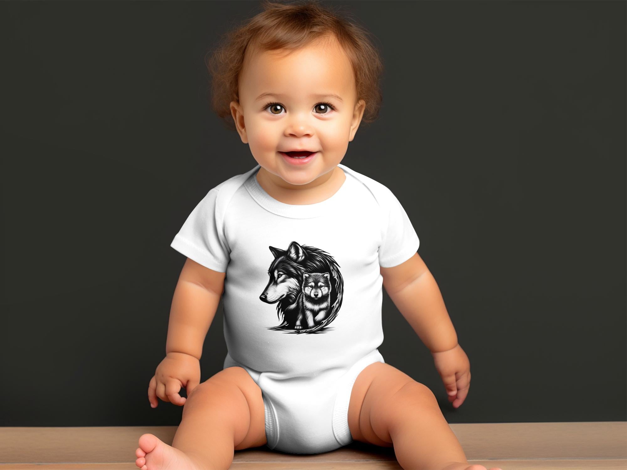 Wolf Mother and Cub - Coloured Toddler Bodysuit Family Talisman Unisex Tee Graphic Design