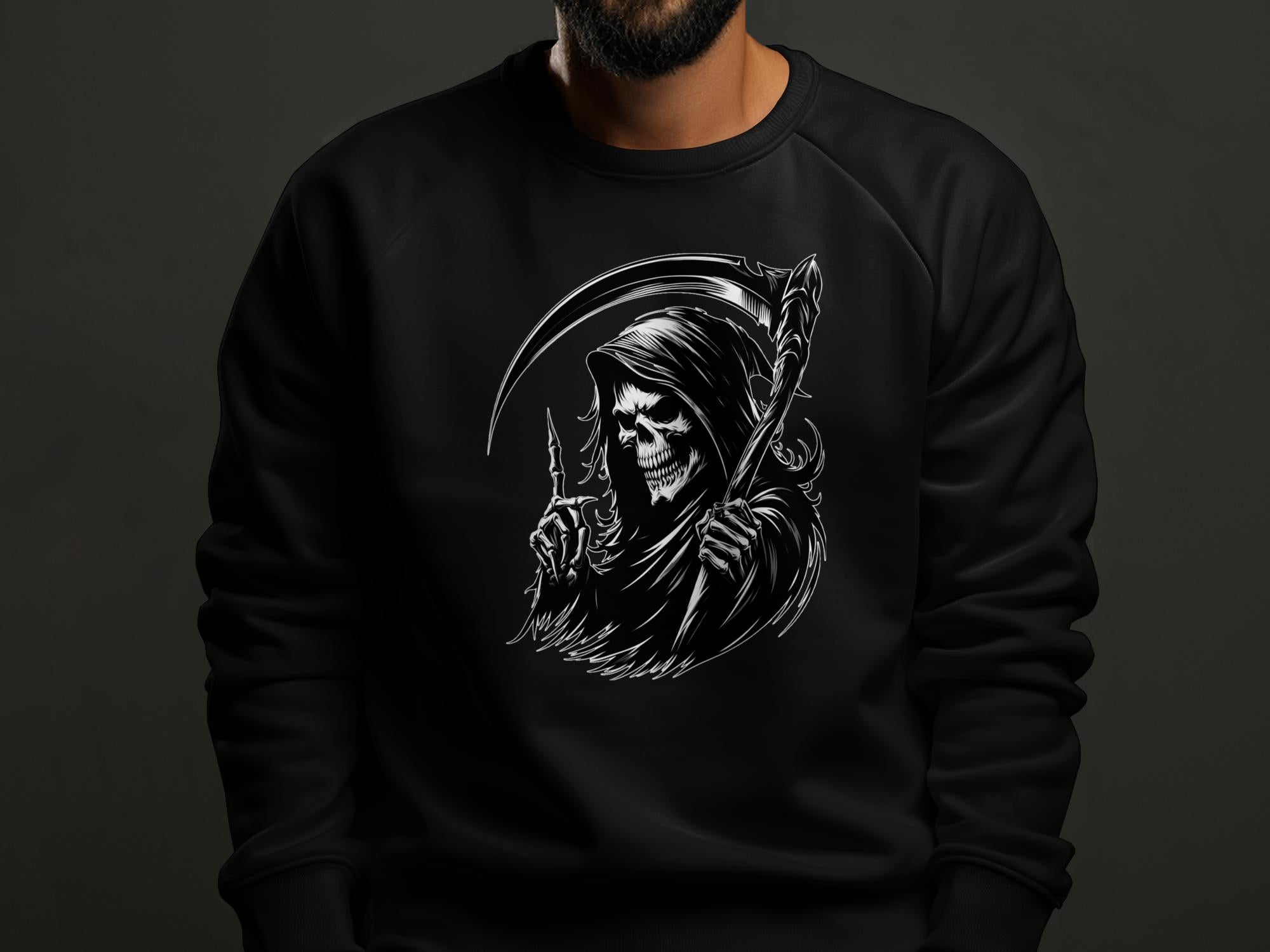 Grim Reaper - Black White Gildan Sweatshirt Commemorative Talisman Unisex Tee Graphic Design