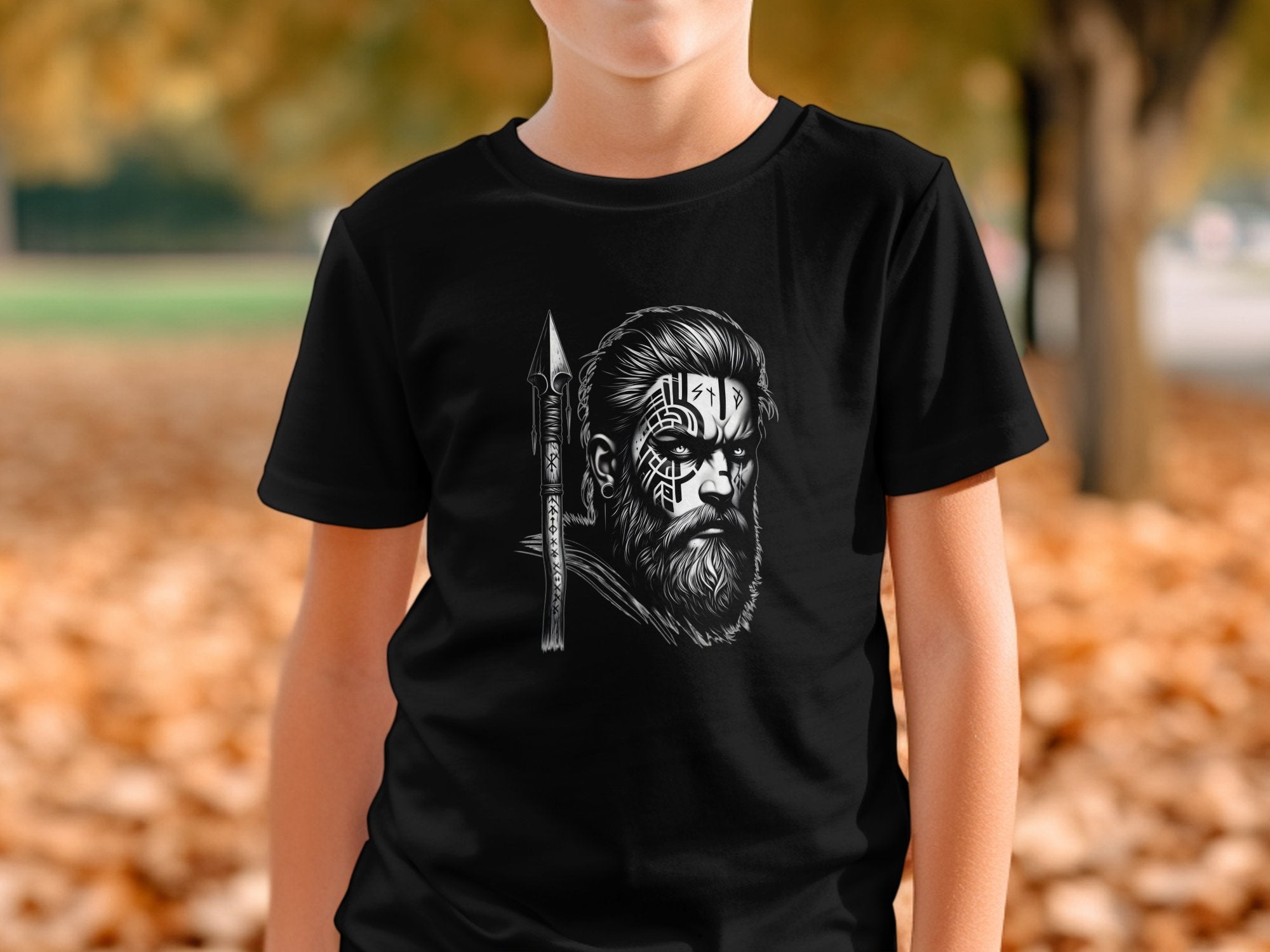 Viking Protector - Coloured Gildan Kids T-Shirt Realistic Norse Talisman Unisex Valhalla Tee Graphic Design