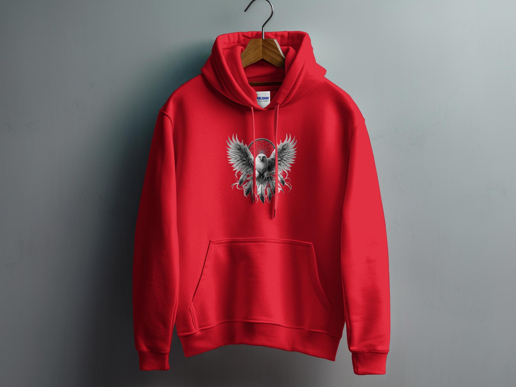 Dreamcatcher Eagle - Coloured Gildan Hoodie Realistic Native American Talisman Unisex Mythology Tee Graphic Design