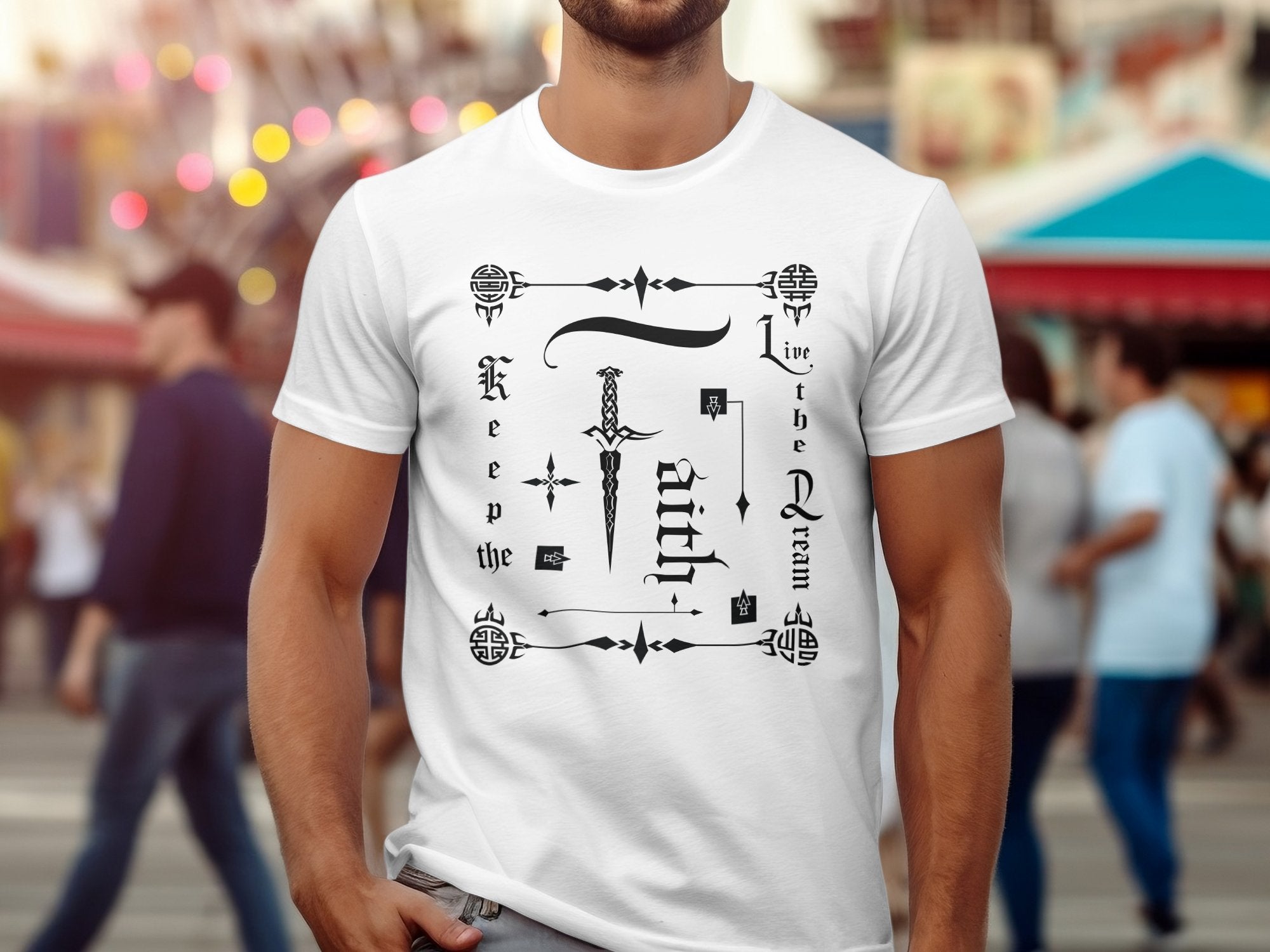 Fengshui Faith - White Gildan T Shirt Inspirational Talisman Men Women Unisex Tee Graphic Design