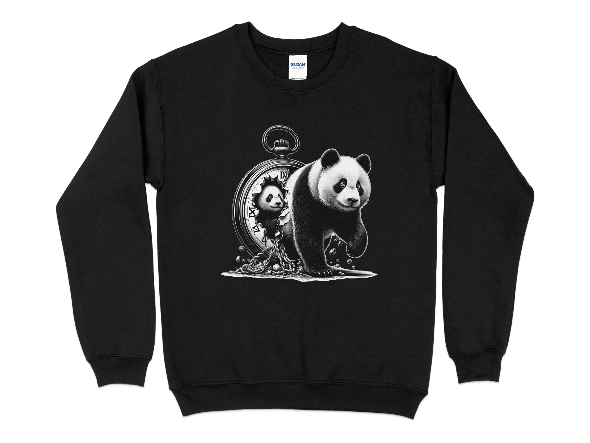 Panda - Coloured Gildan Sweatshirt Realistic Animal Talisman Unisex Cute Tee Graphic Design