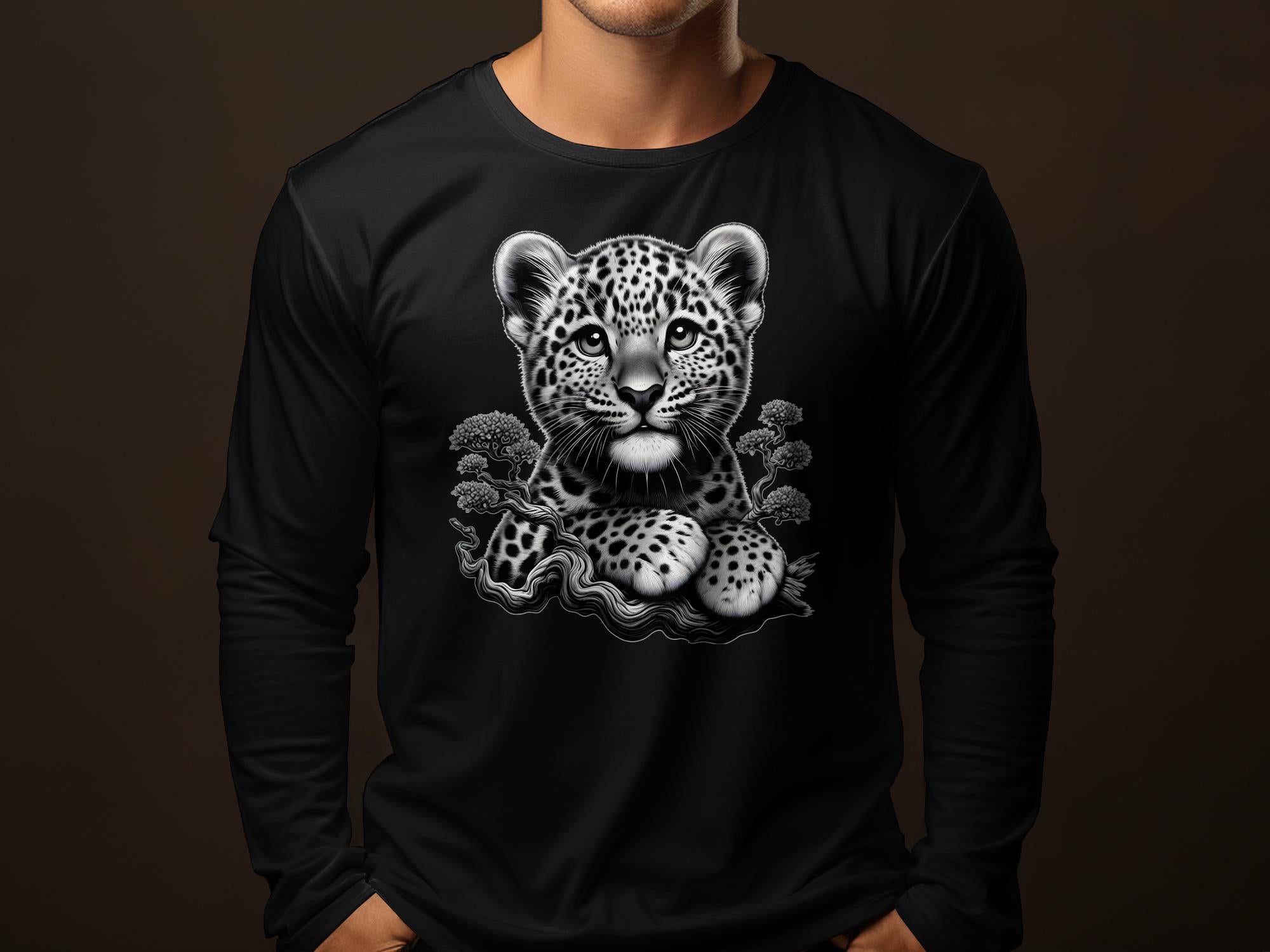 Leopard Bonsai - Coloured Gildan Long Sleeve Realistic Animal Talisman Unisex Cute Tee Graphic Design