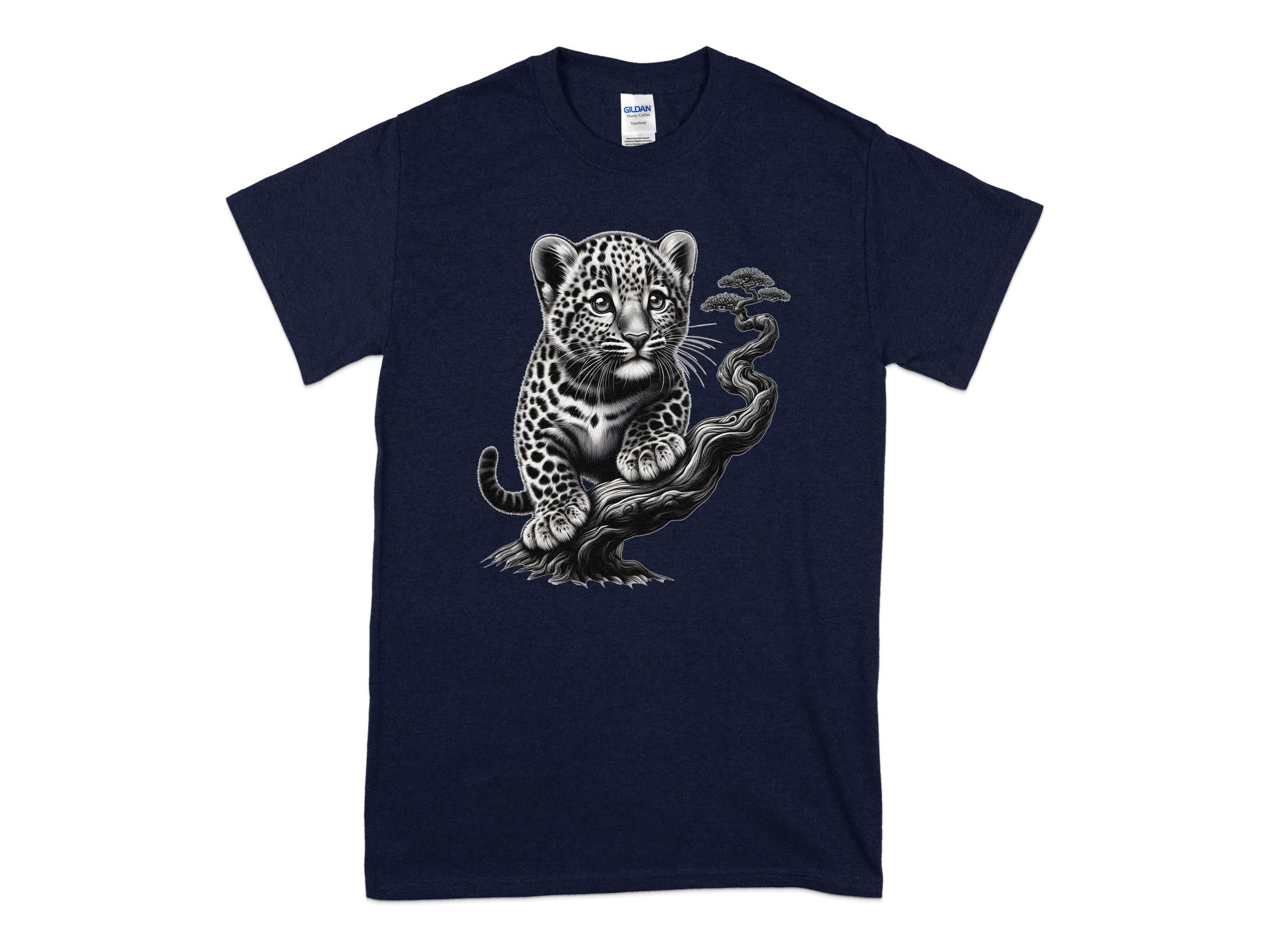 Leopard Bonsai - Coloured Gildan T-Shirt Realistic Animal Talisman Unisex Cute Tee Graphic Design