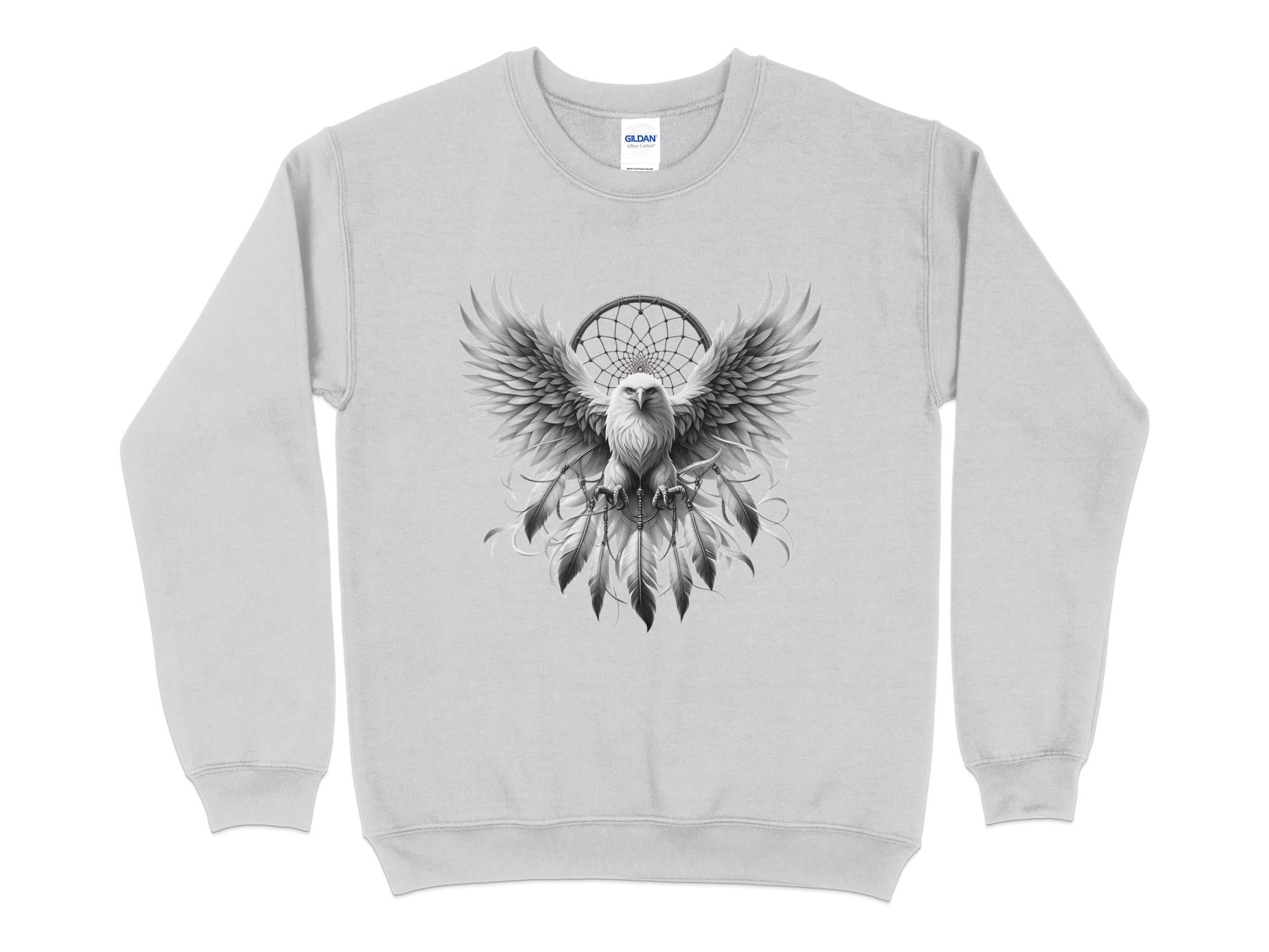 Dreamcatcher Eagle - Coloured Gildan Sweatshirt Realistic Native American Talisman Unisex Mythology Tee Graphic Design