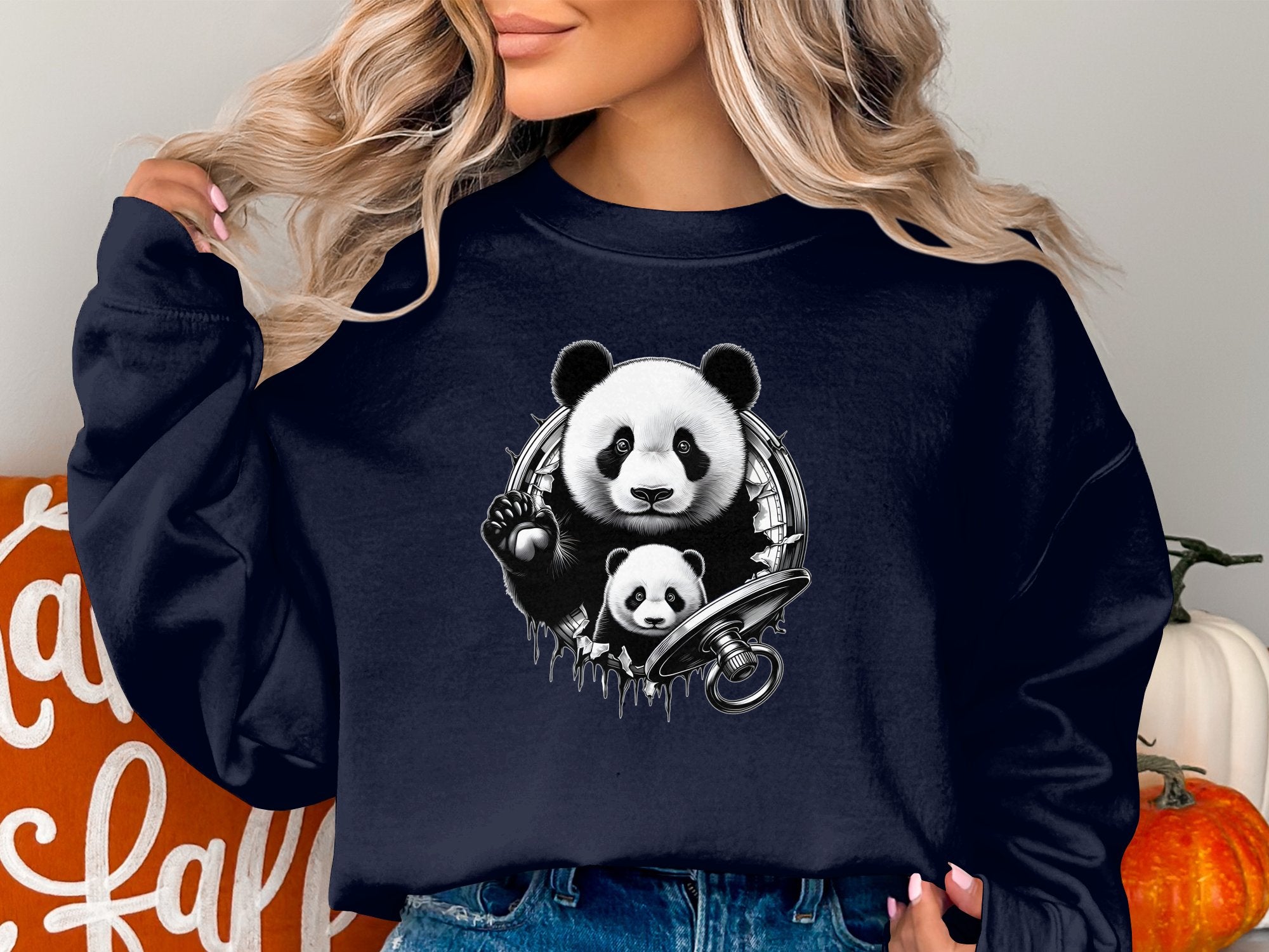 Panda - Coloured Gildan Sweatshirt Realistic Animal Talisman Unisex Cute Tee Graphic Design