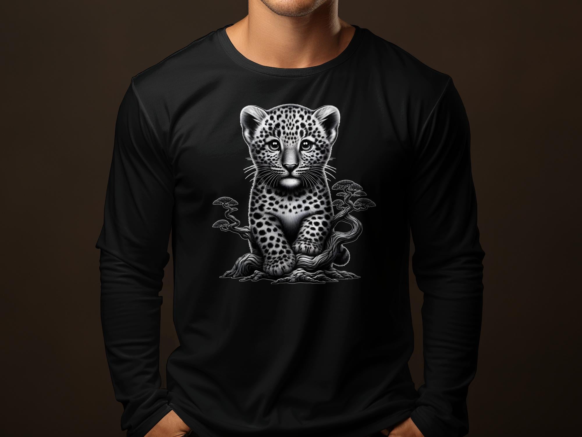 Leopard Bonsai - Coloured Gildan Long Sleeve Realistic Animal Talisman Unisex Cute Tee Graphic Design