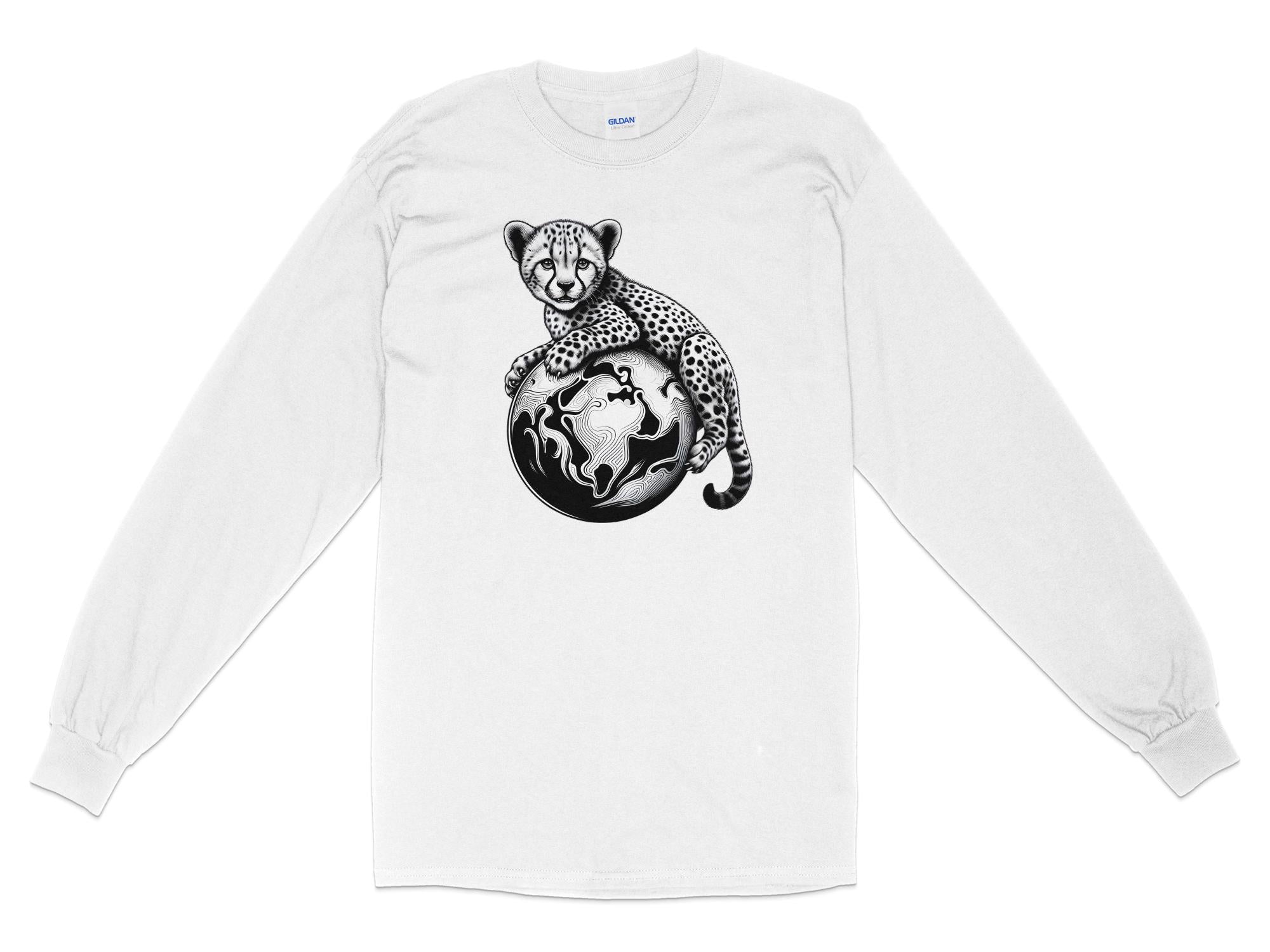 Cheetah World - Coloured Gildan Long Sleeve Realistic Animal Talisman Unisex Cute Tee Graphic Design