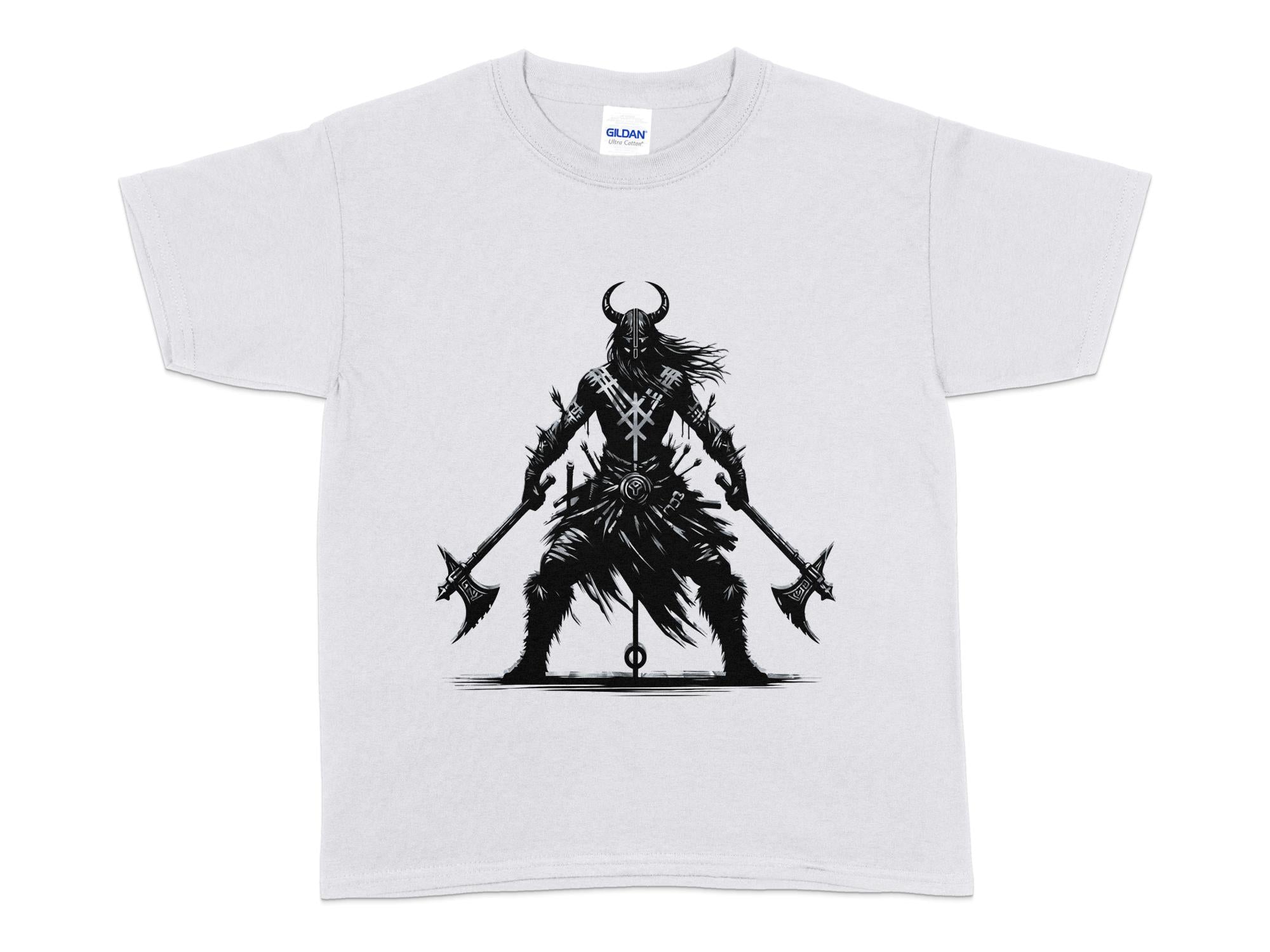 Viking Indomitable - Coloured Gildan Kids T Shirt Norse Talisman Unisex Valhalla Tee