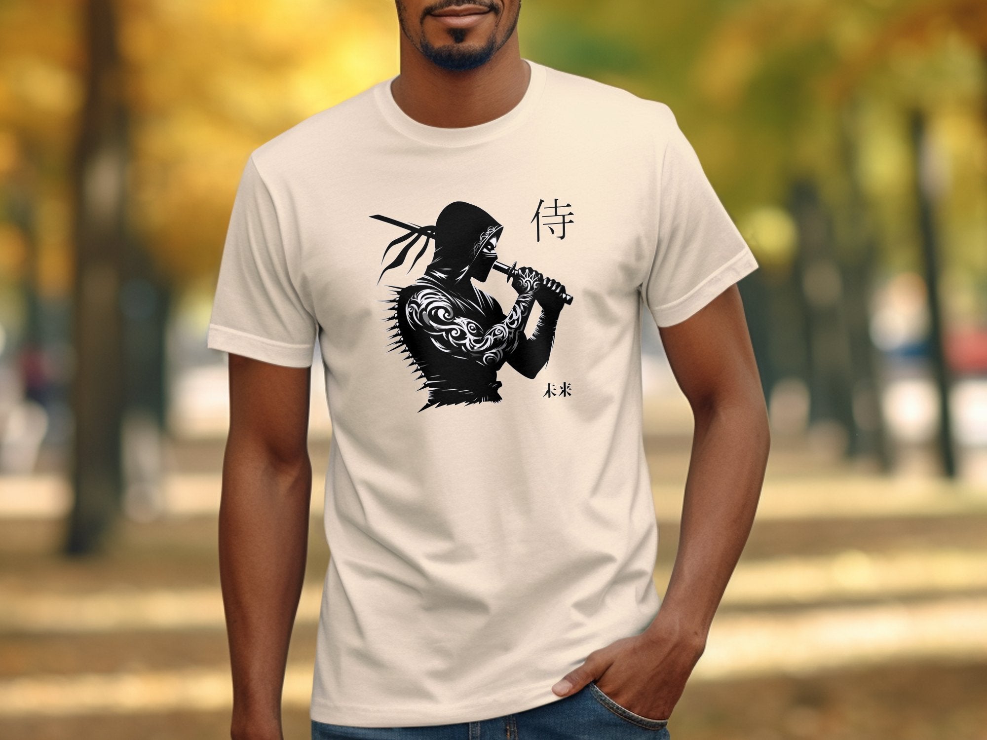 Samurai Ninja - Coloured Gildan T-Shirt Japanese Talisman Unisex Cultural Symbolic Graphic Design