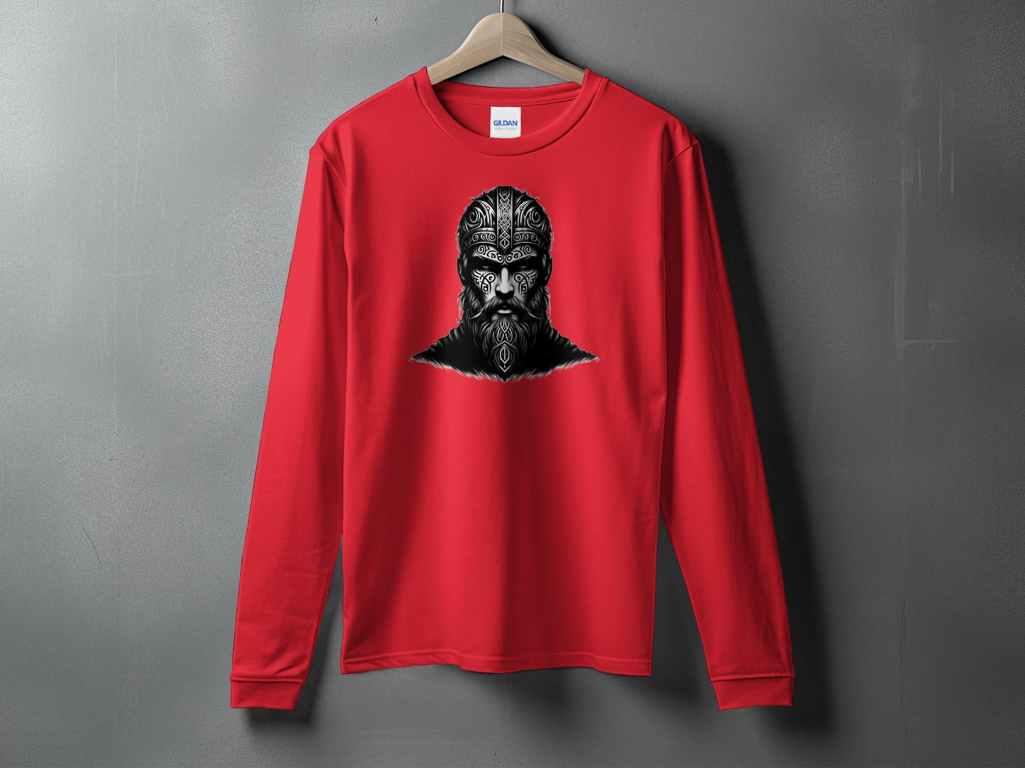 Viking Unyielding - Coloured Gildan Long Sleeve Realistic Norse Talisman Men Women Unisex Valhalla Tee Graphic Design