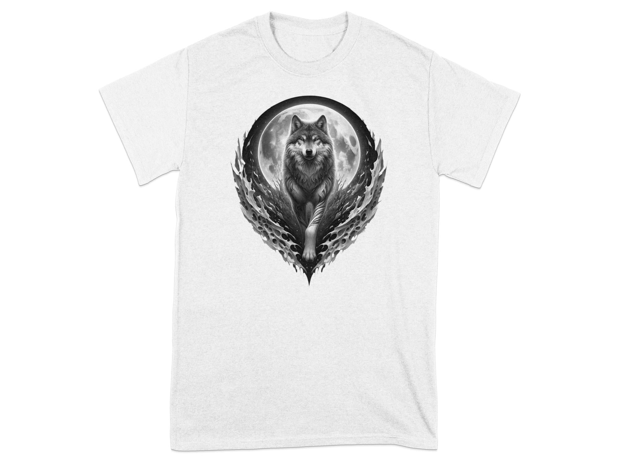 Moon Wolf - Coloured Gildan T-Shirt Realistic Animal Talisman Unisex Mythology Tee Graphic Design