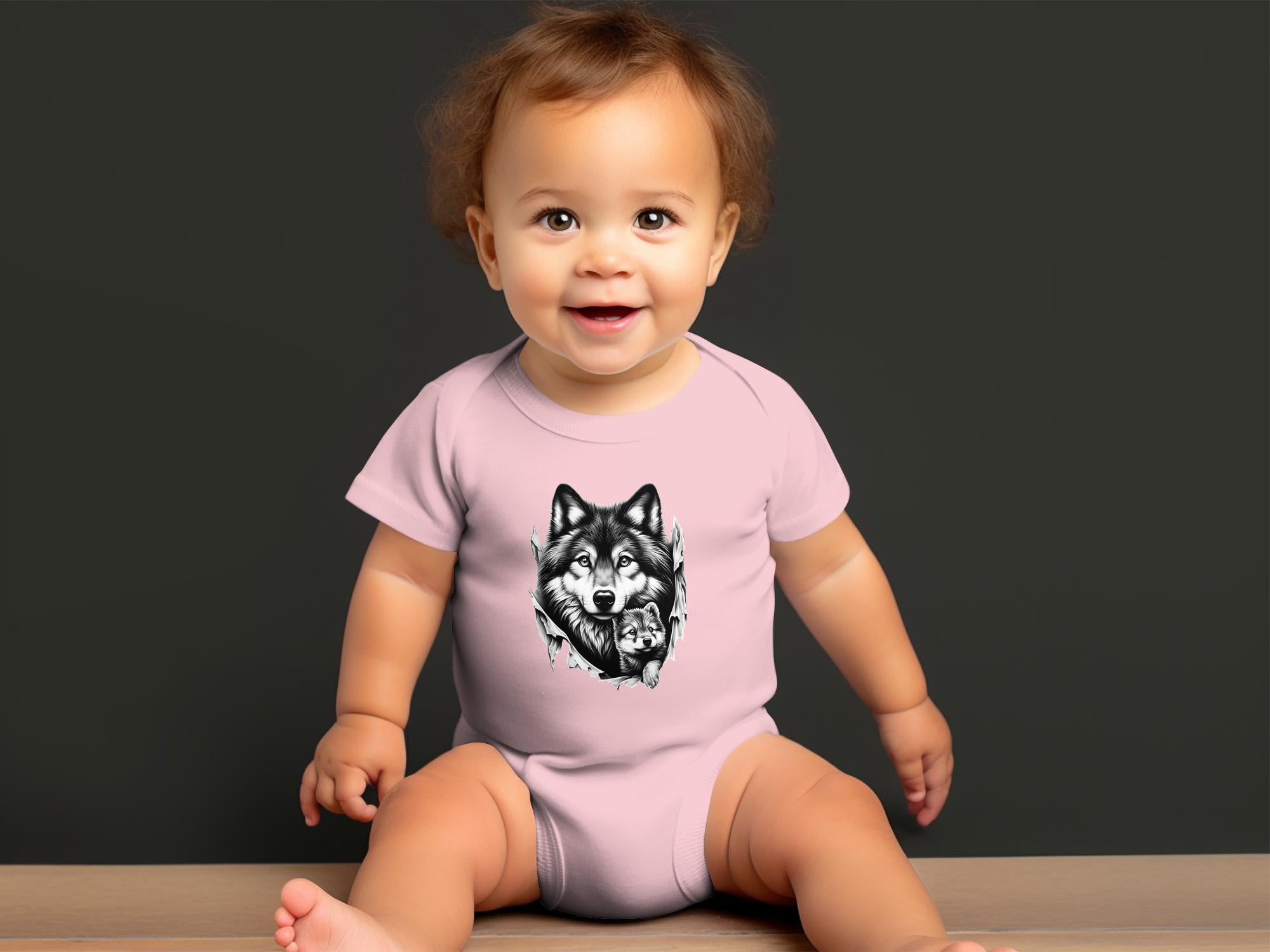 Wolf Mother and Cub - Coloured Toddler Bodysuit Family Talisman Unisex Tee Graphic Design