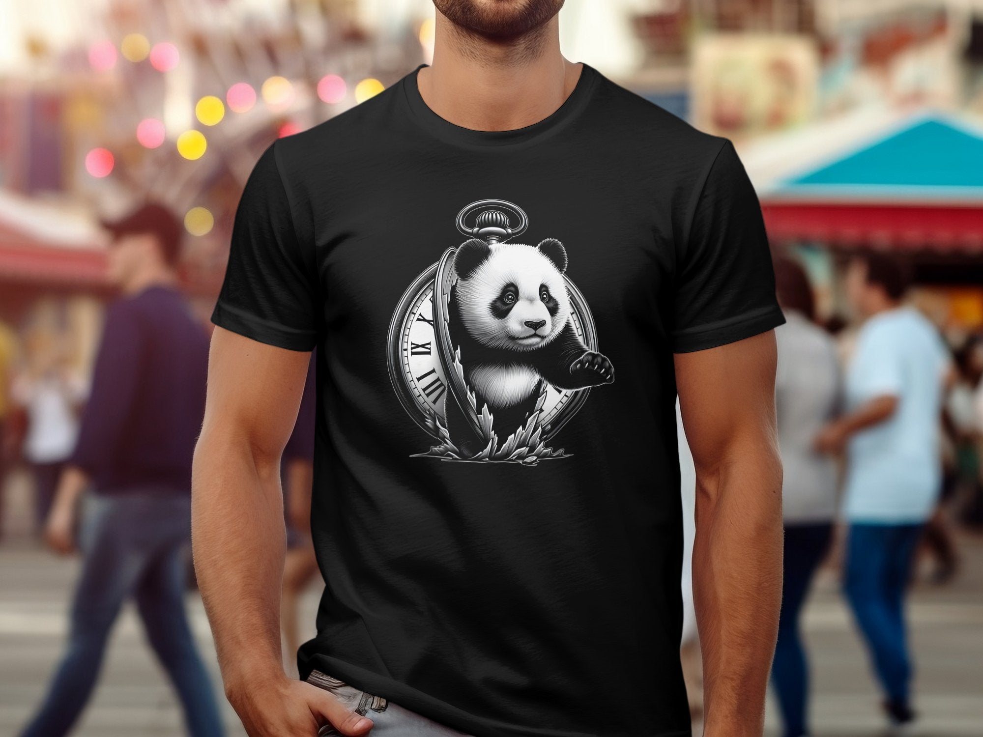 Panda - Coloured Gildan T-Shirt Realistic Animal Talisman Unisex Cute Tee Graphic Design