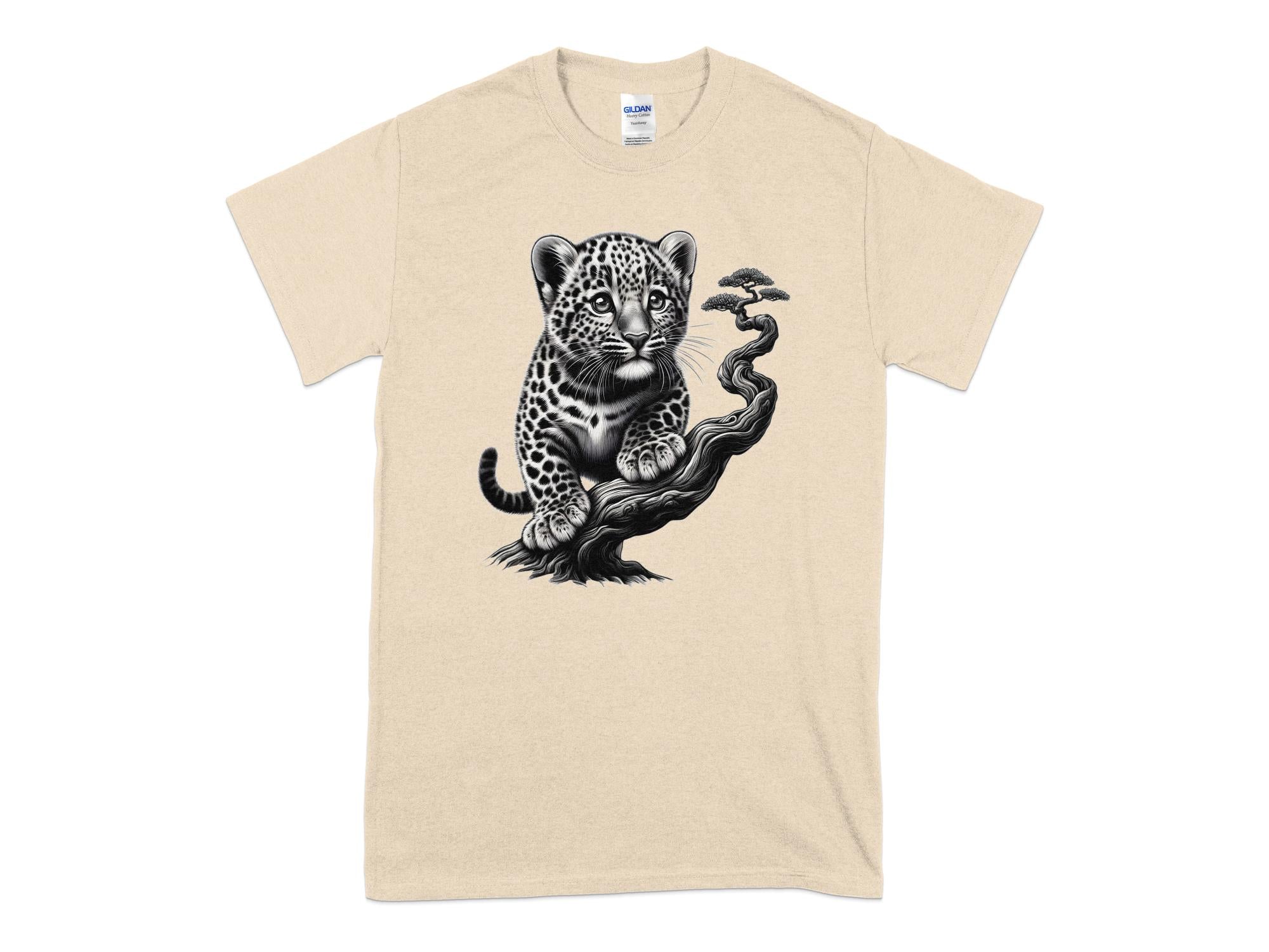 Leopard Bonsai - Coloured Gildan T-Shirt Realistic Animal Talisman Unisex Cute Tee Graphic Design