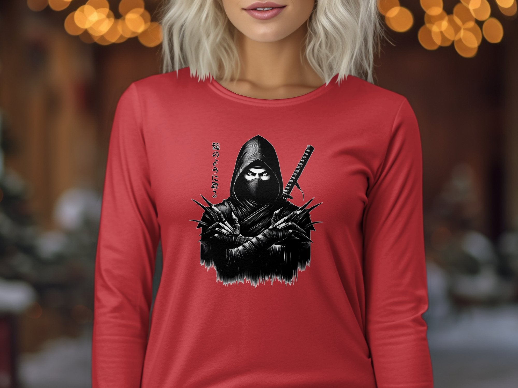 Samurai Ninja - Coloured Gildan Long Sleeve Japanese Talisman Unisex Cultural Symbolic Graphic Design