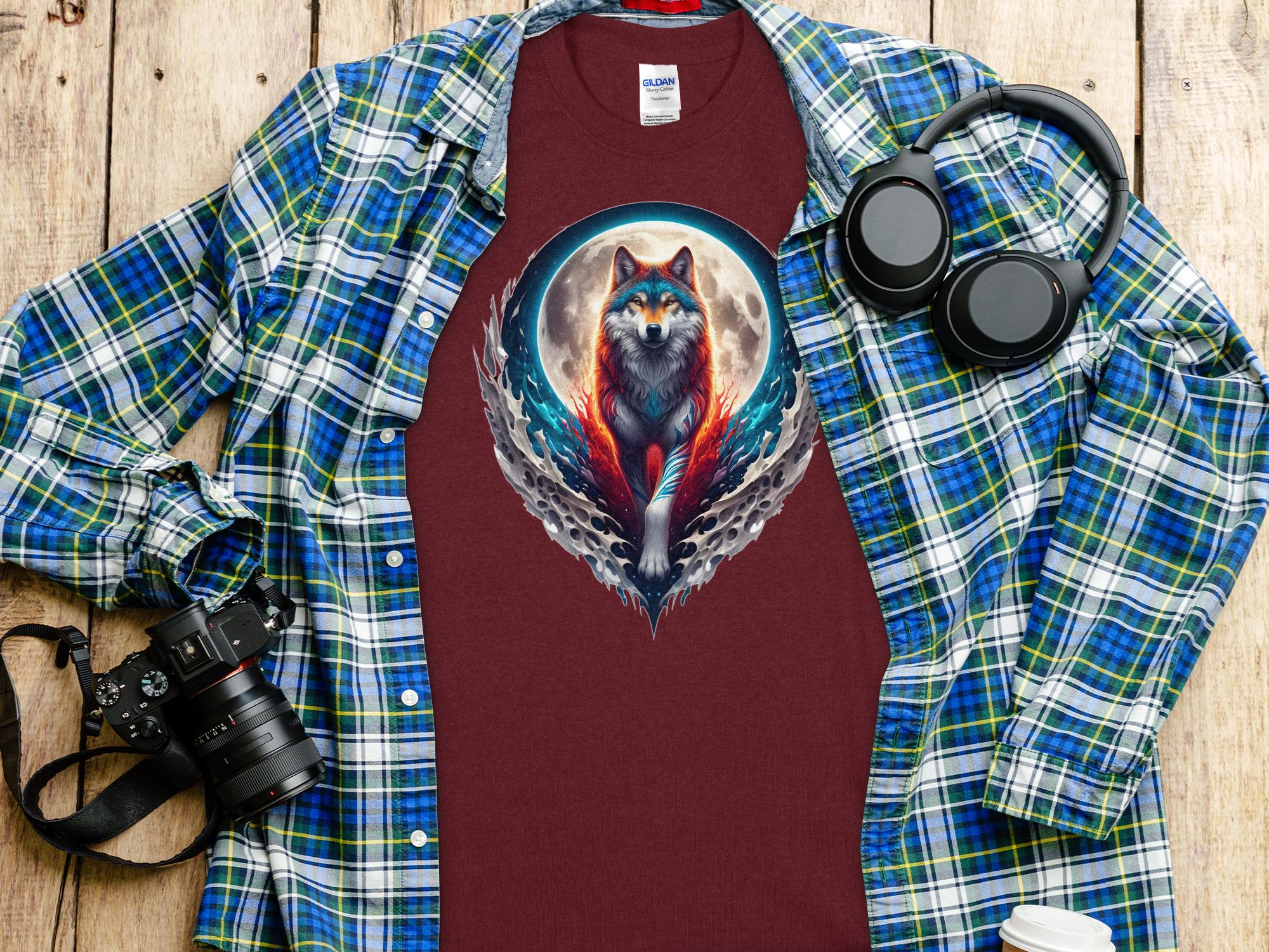 Moon Wolf - T-Shirt Realistic Full Colour Animal Talisman Unisex Mythology Tee Gildan Graphic Design