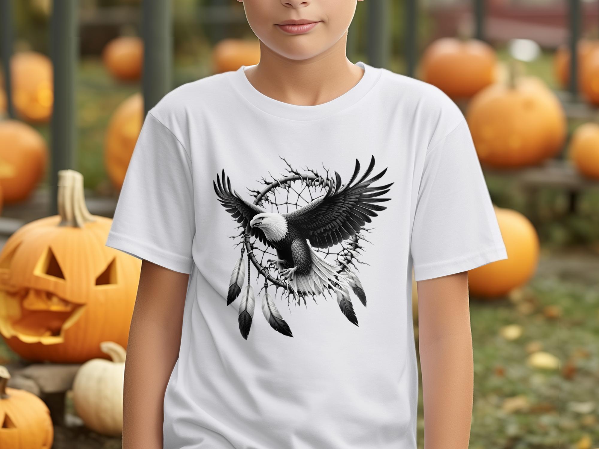 Dreamcatcher Eagle - Coloured Gildan Kids T-Shirt Realistic Native American Talisman Unisex Mythology Tee Graphic Design